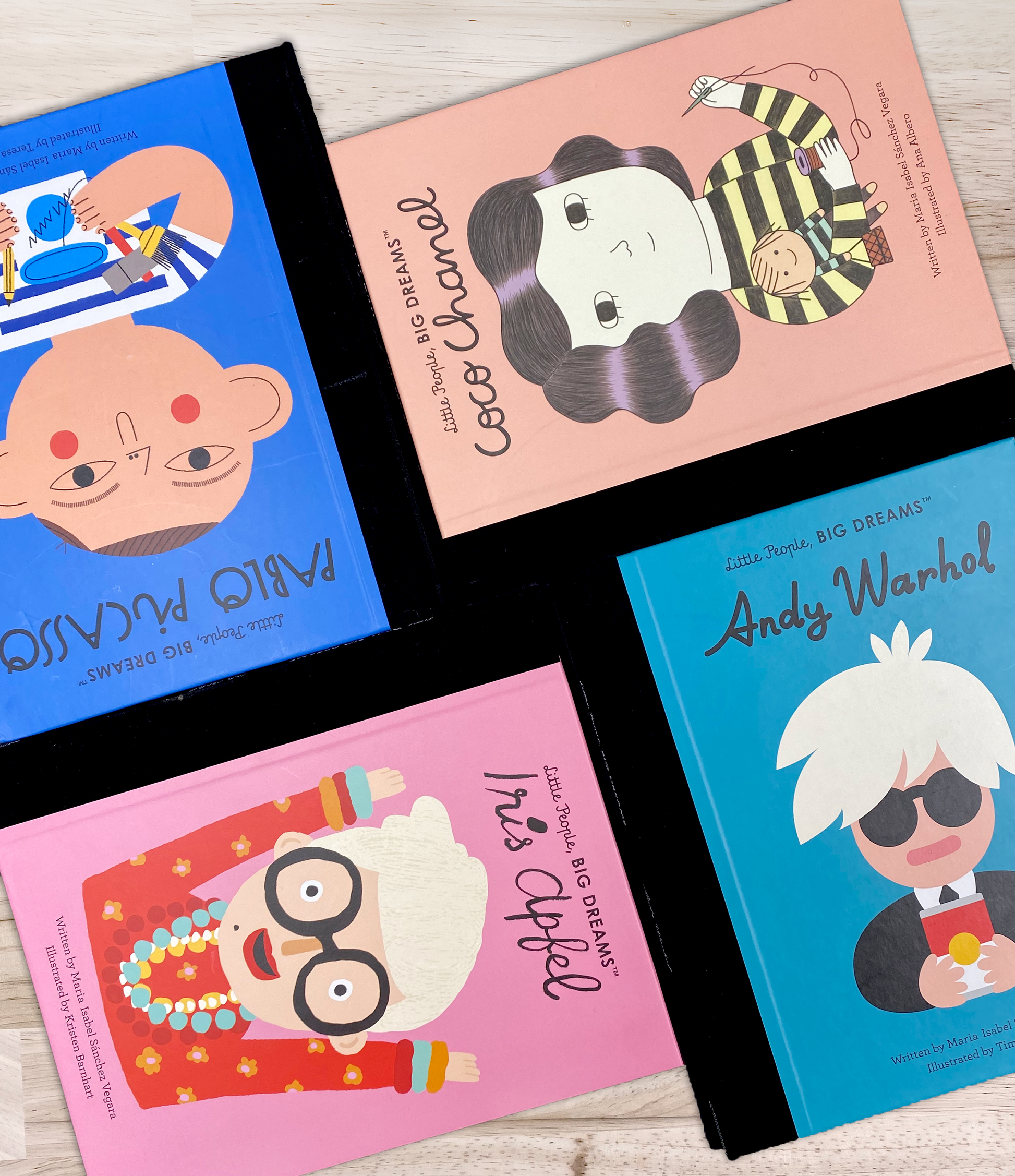 Little People Big Dream books Coco Chanel, Andy Warhol, Iris Apfel, Pablo Picasso