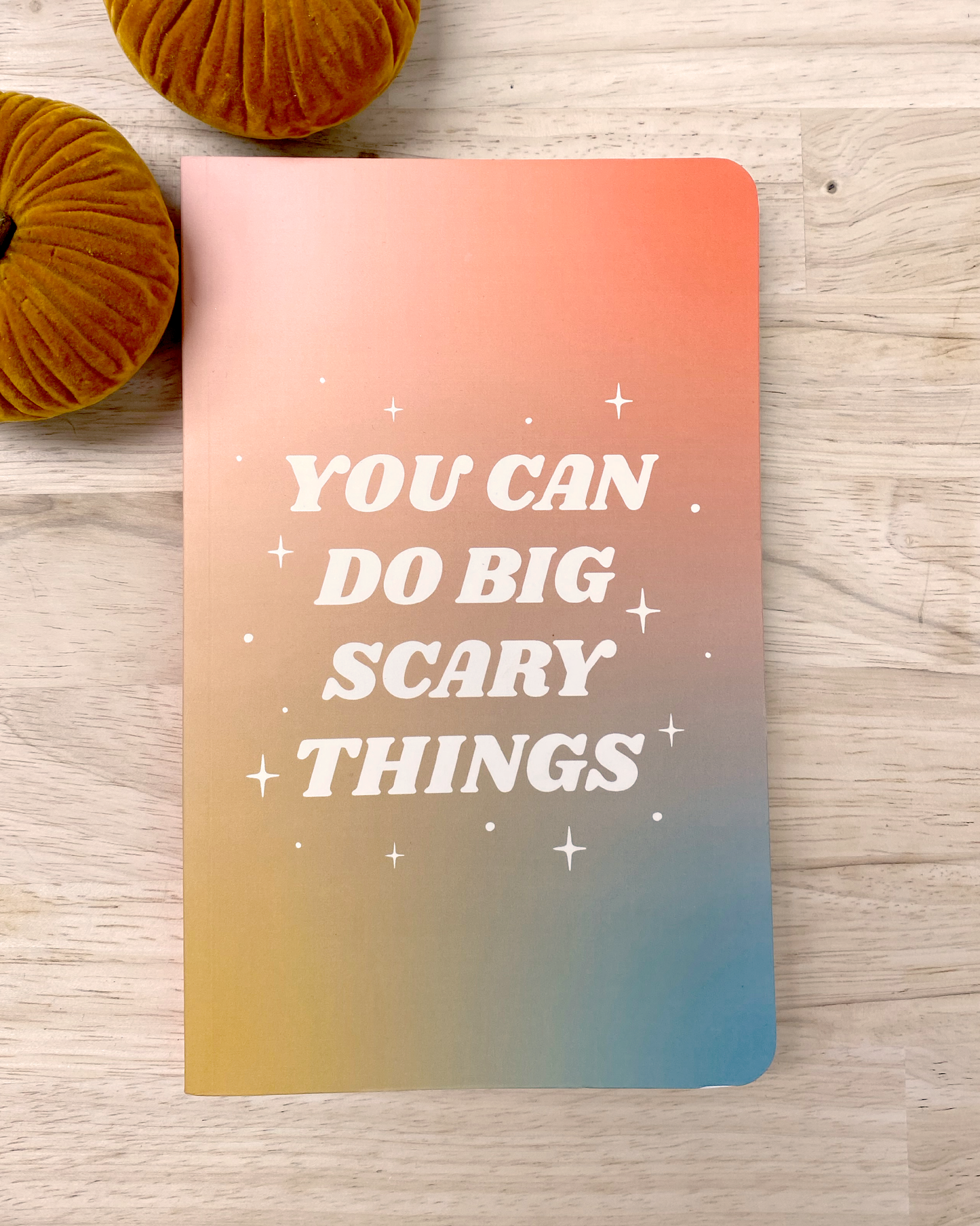 Denik Notebook that has "You Can Do Big Scary Things" on the front of an ombre color