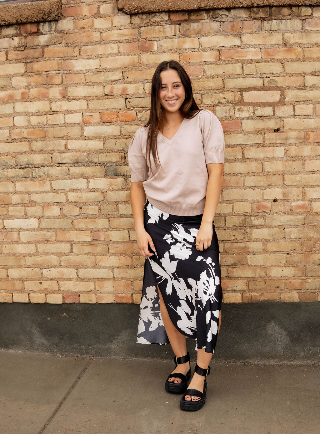 Black and White Floral Skirt