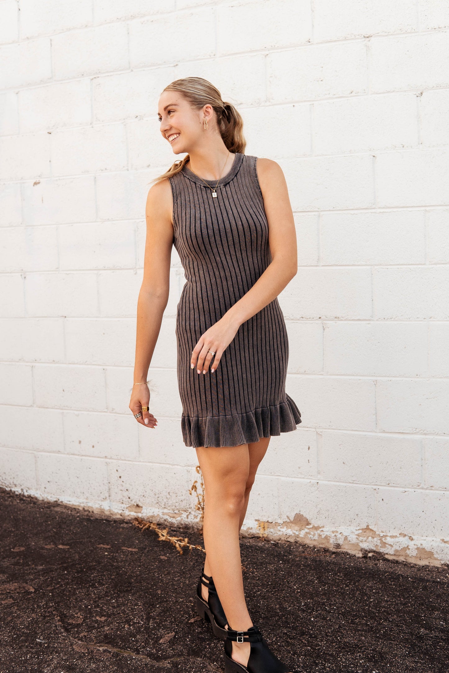 Ribbed Stonewashed Dress