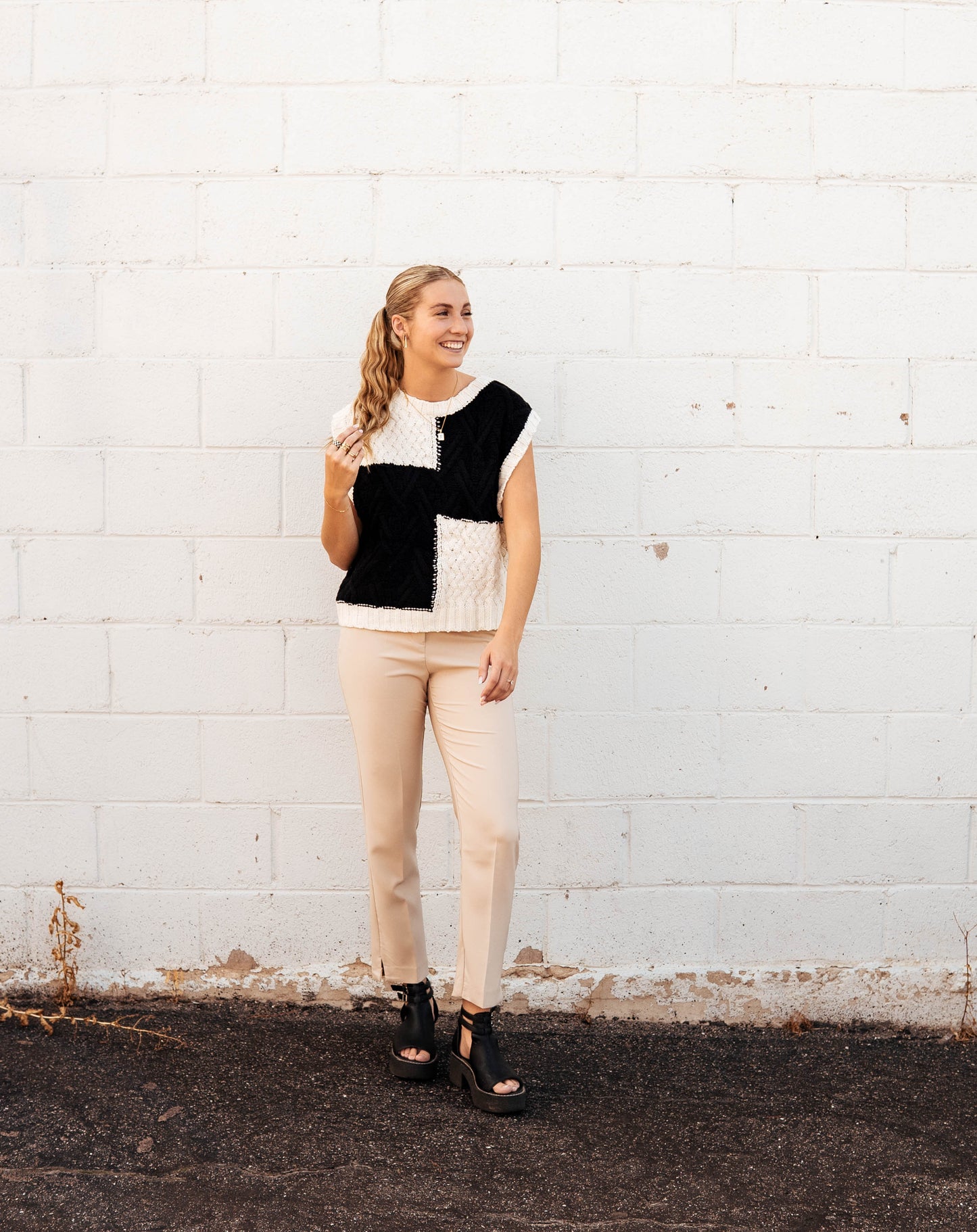 Black and White Block Sweater Vest