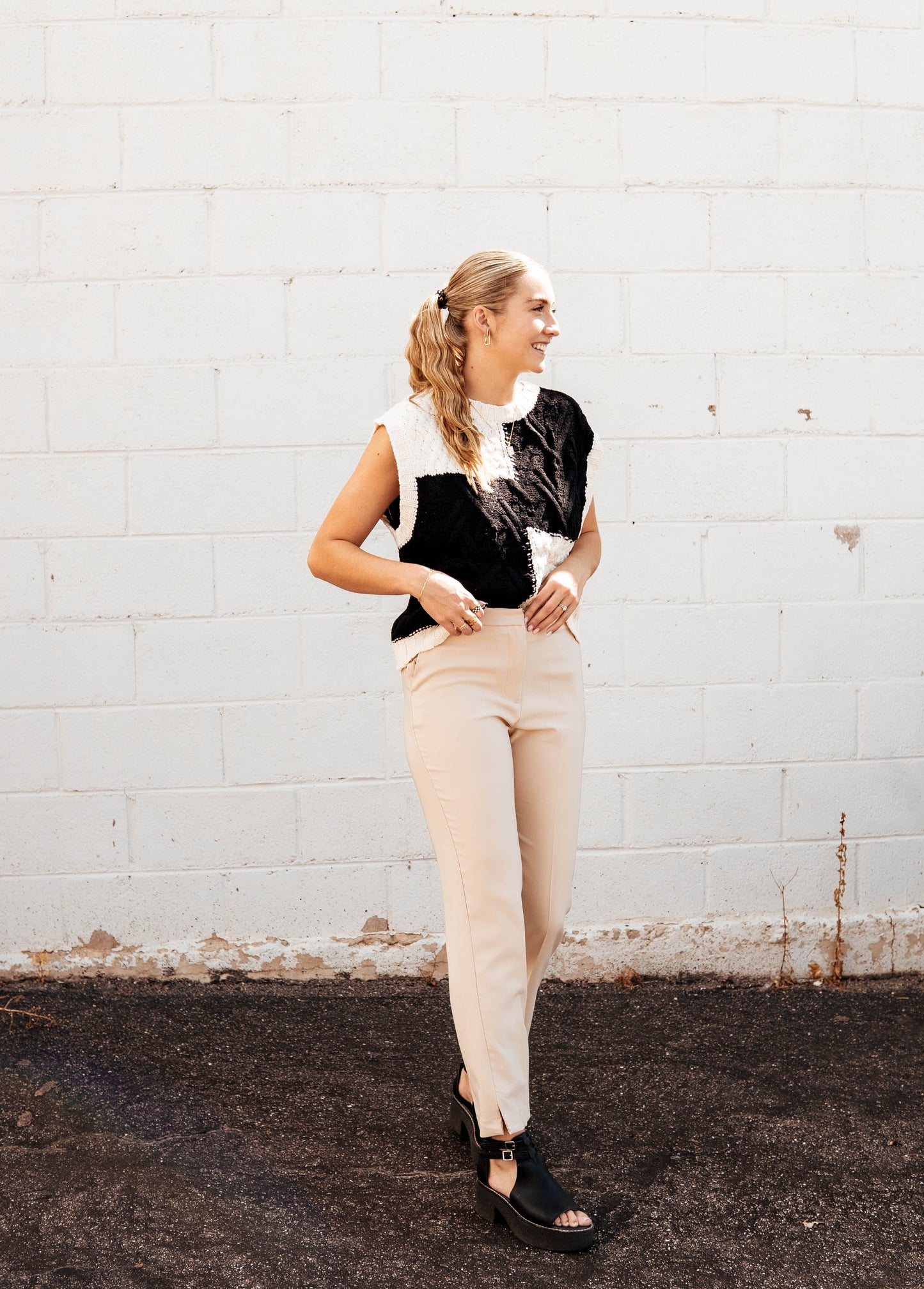 Black and White Block Sweater Vest