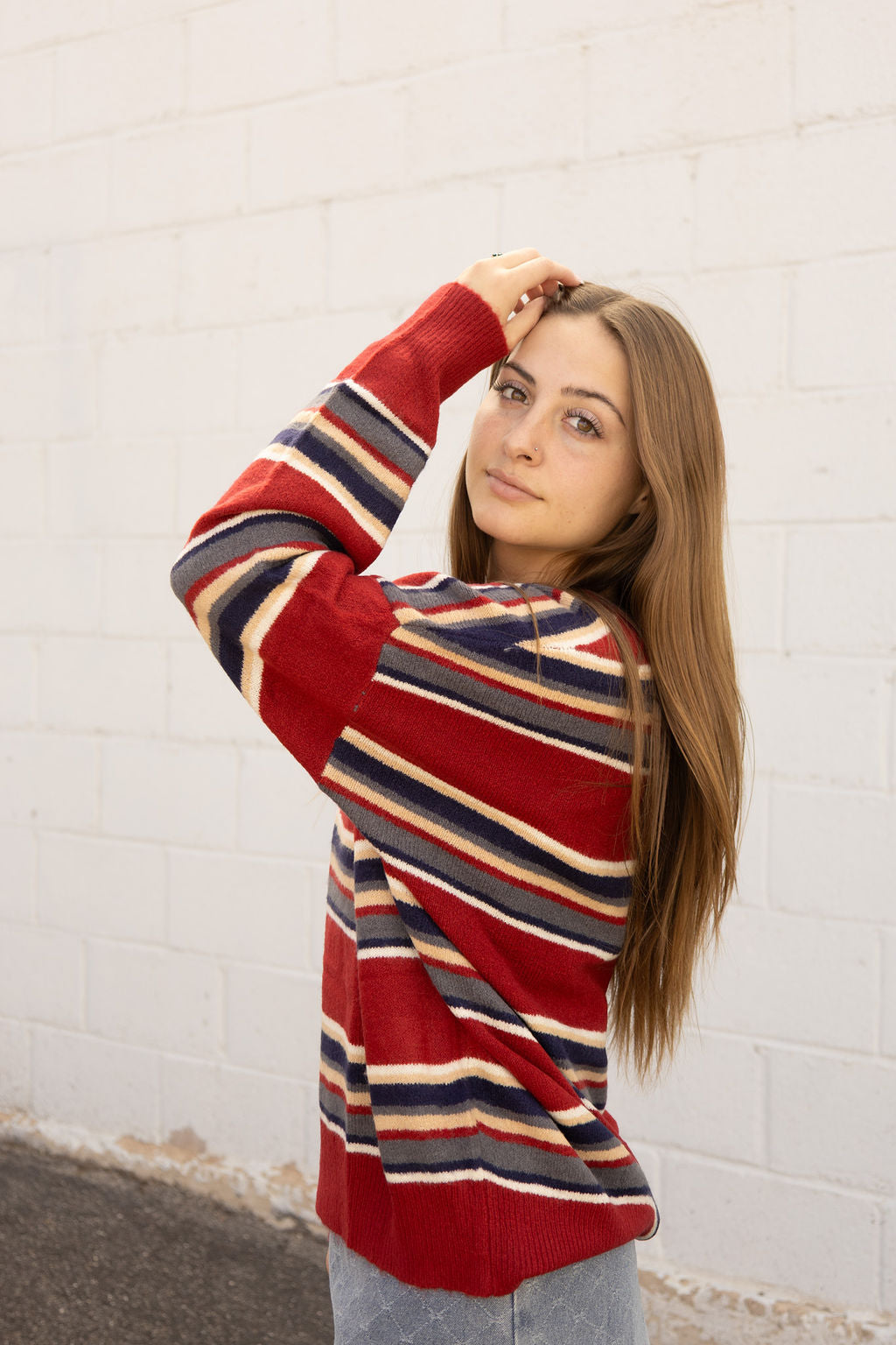 Oversize Red Stripe Sweater
