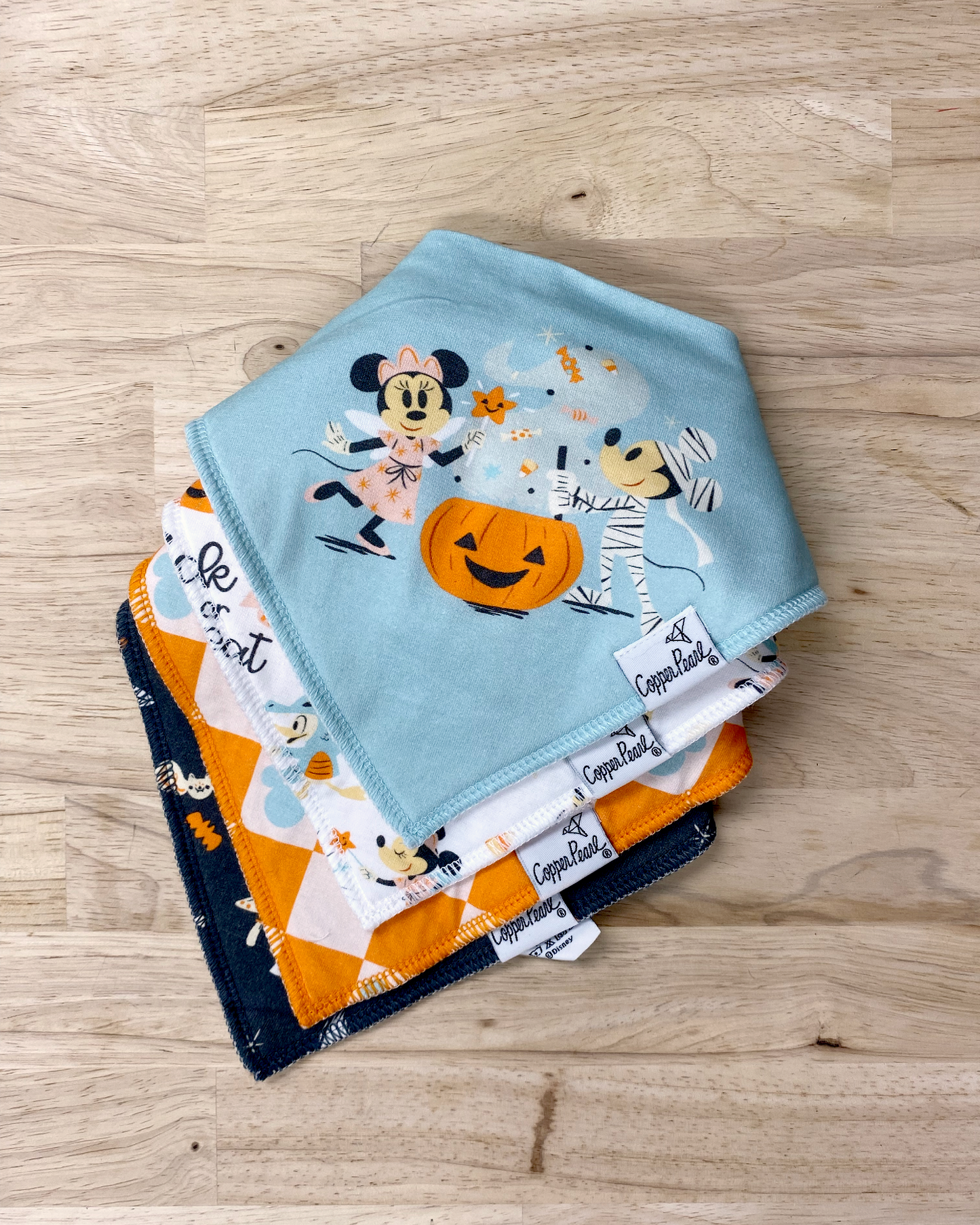 Disney print copper pearl bib set