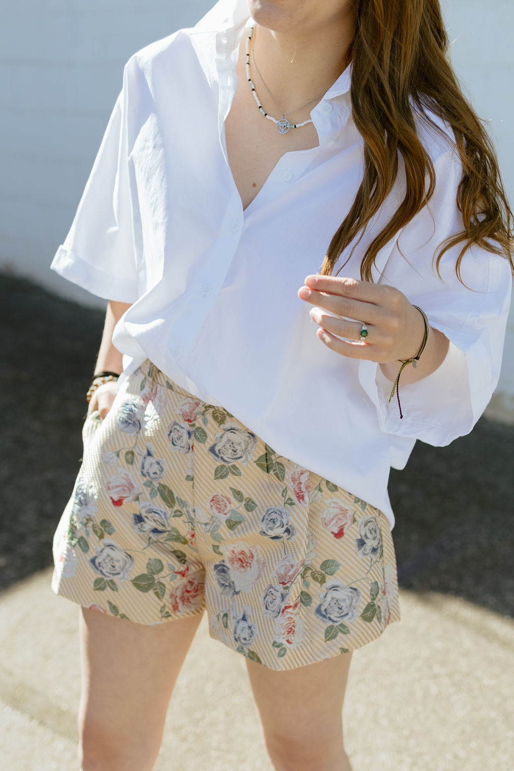Gold embroidered shorts