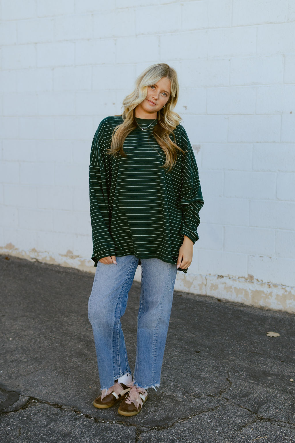 Dark green long sleeve oversized tee shirt