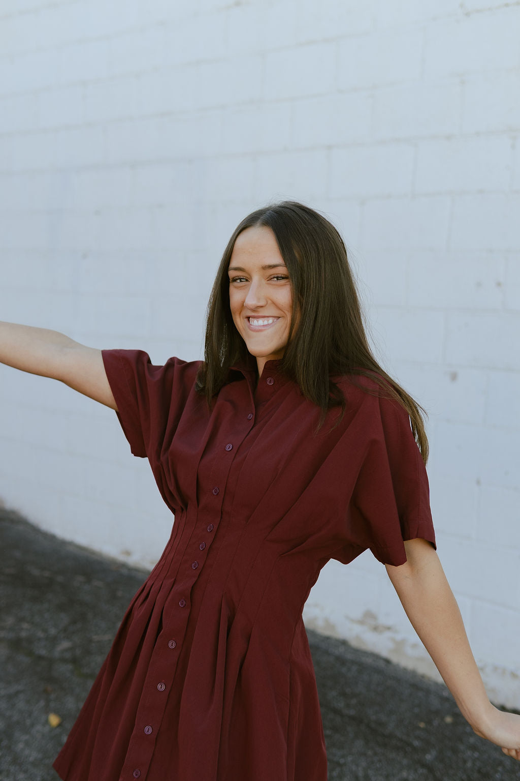 Red Knife Pleat Dress