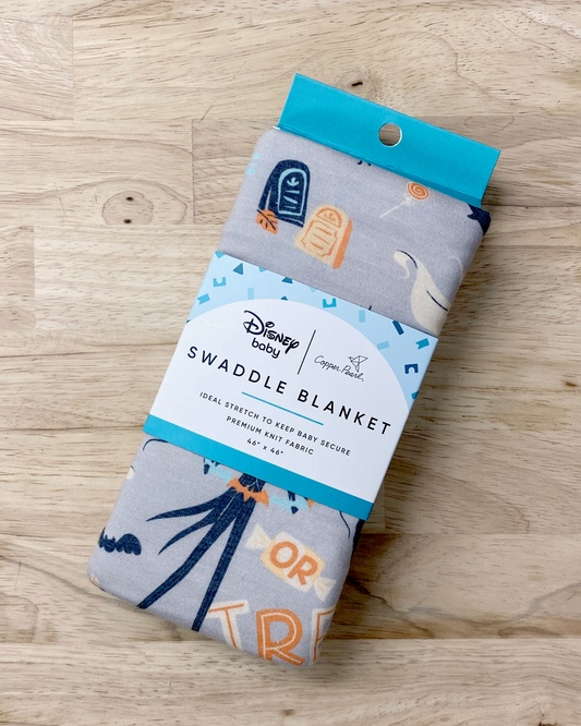 Copper Pearl swaddling blanket with Nightmare Before Christmas print.