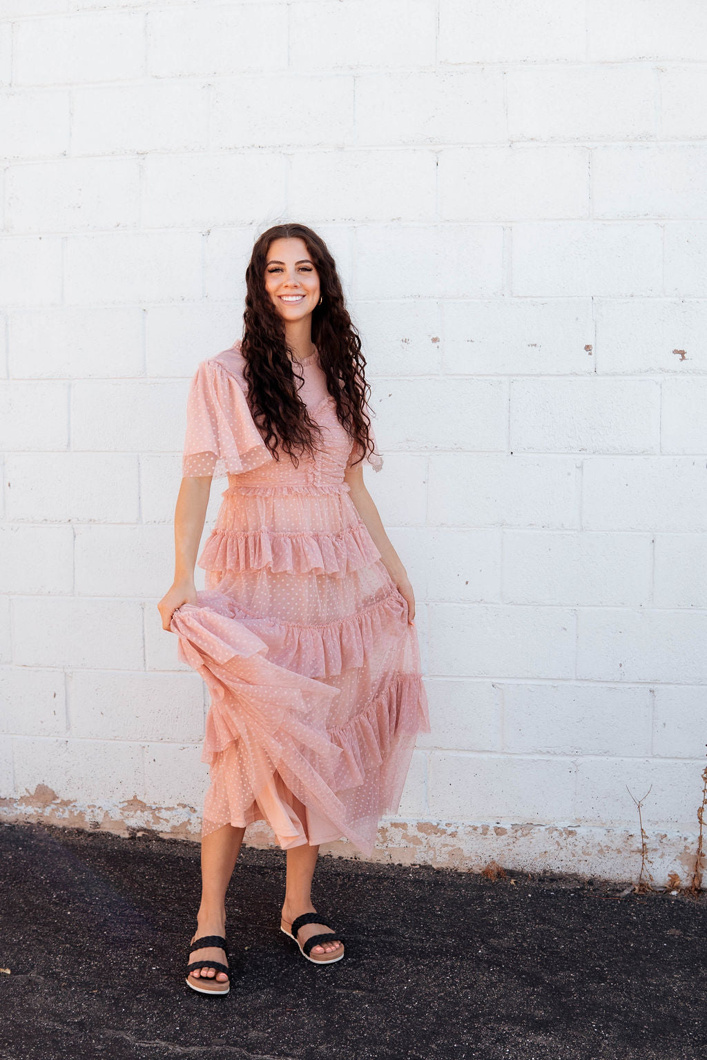 Pink lace dress