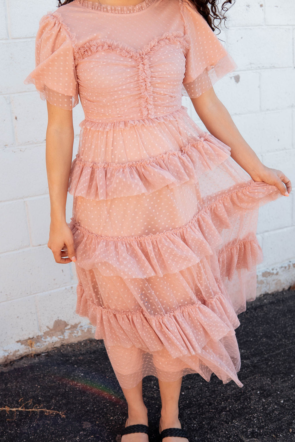 Pink lace dress