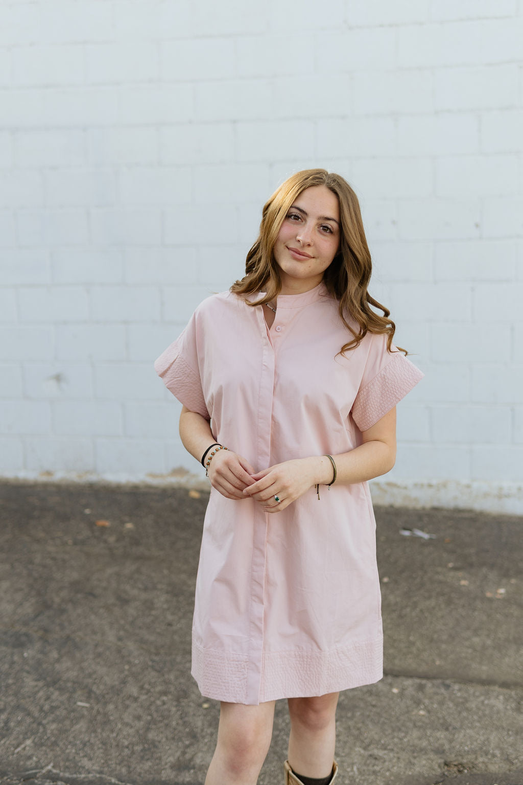 pink mini shirt dress