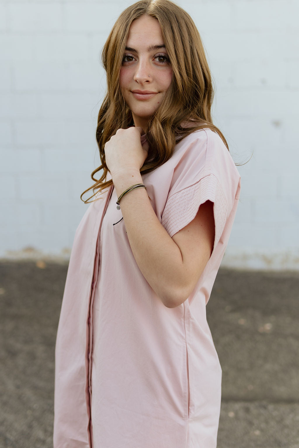 pink mini shirt dress