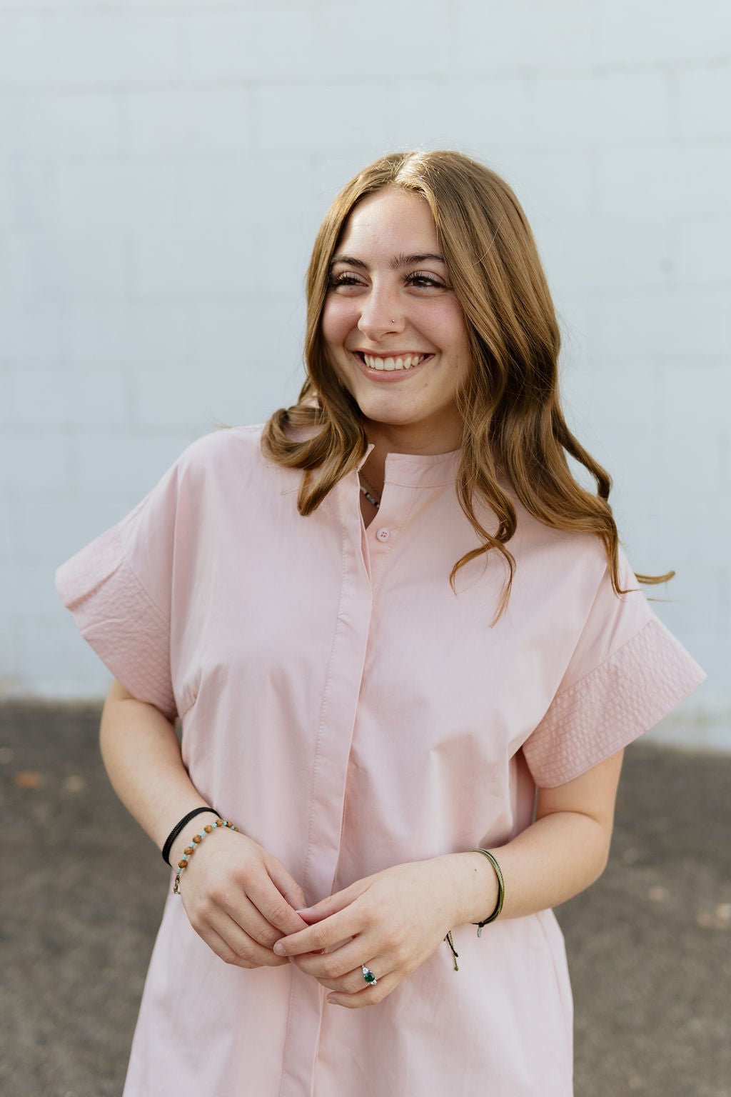 pink mini shirt dress