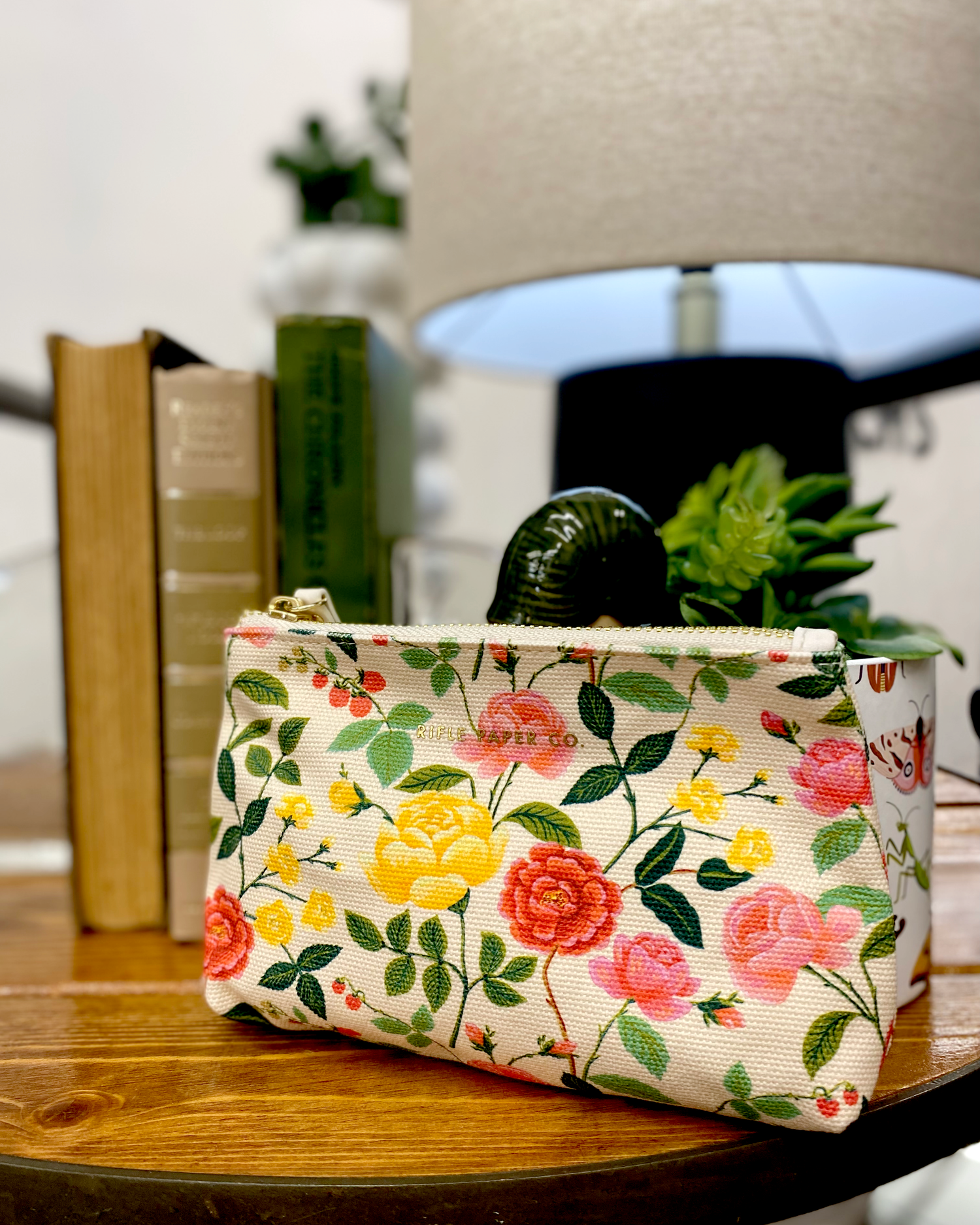 rifle paper co make up bag with floral print