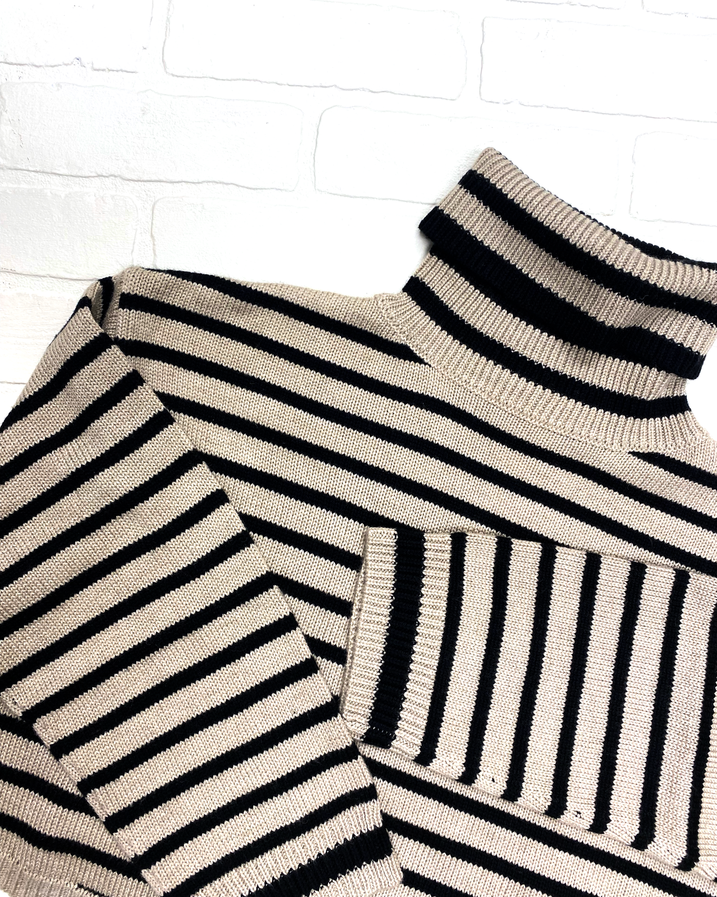 Tan and Black stripe Turtleneck