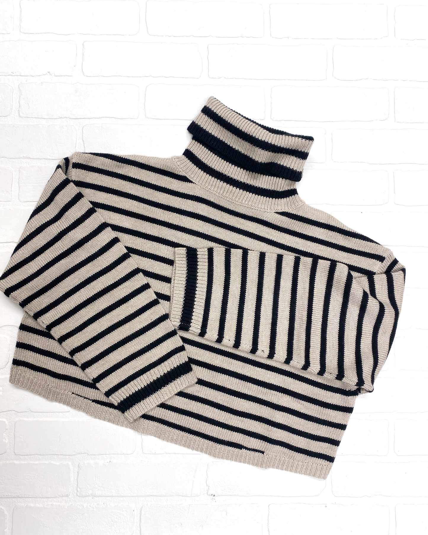 Tan and Black stripe Turtleneck