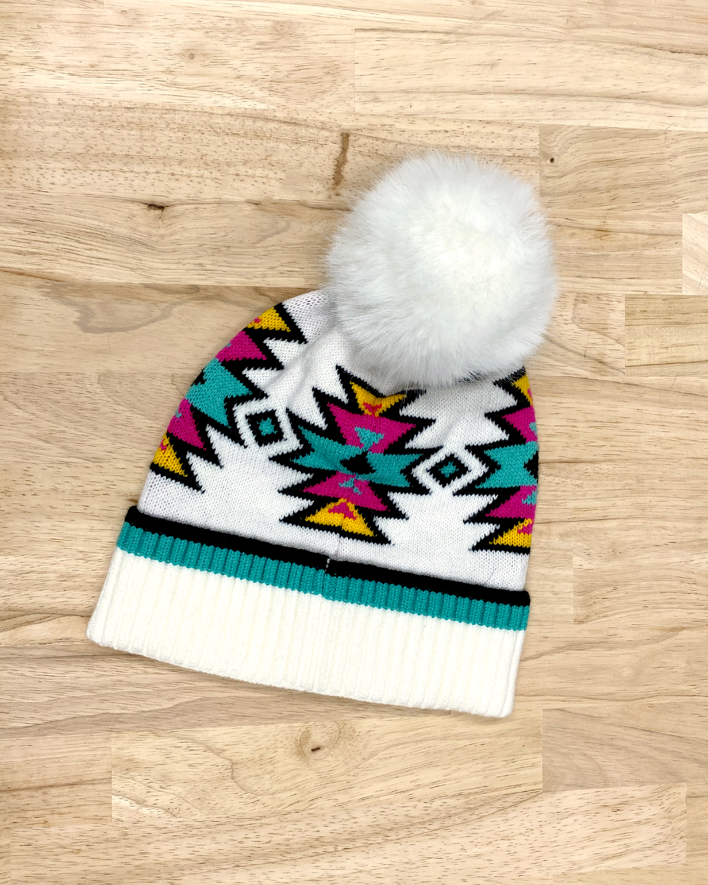 black southwest patterned beanie