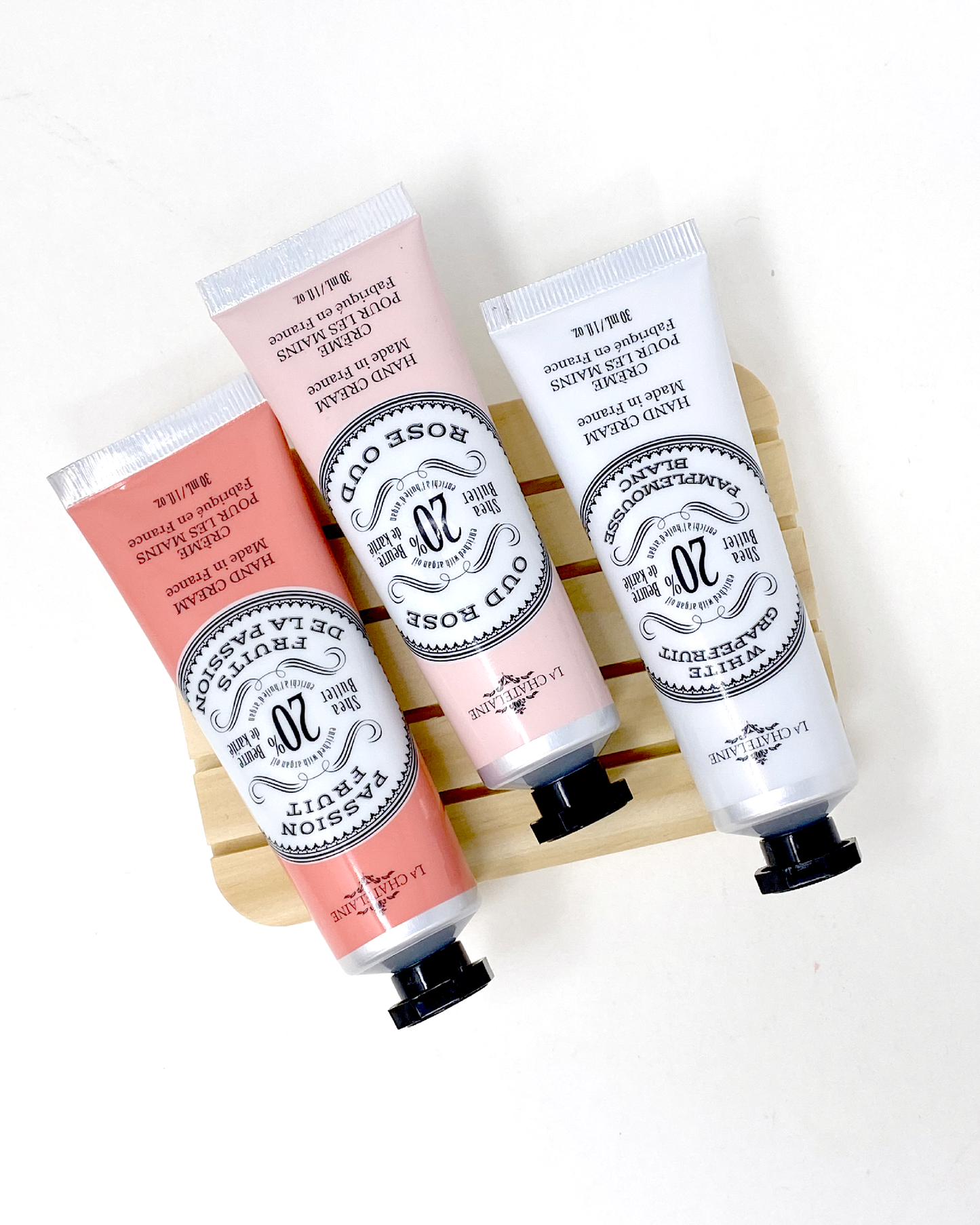 Luxury hand lotion made with shea butter and argan oil. La Chatelaine hand lotion made in France