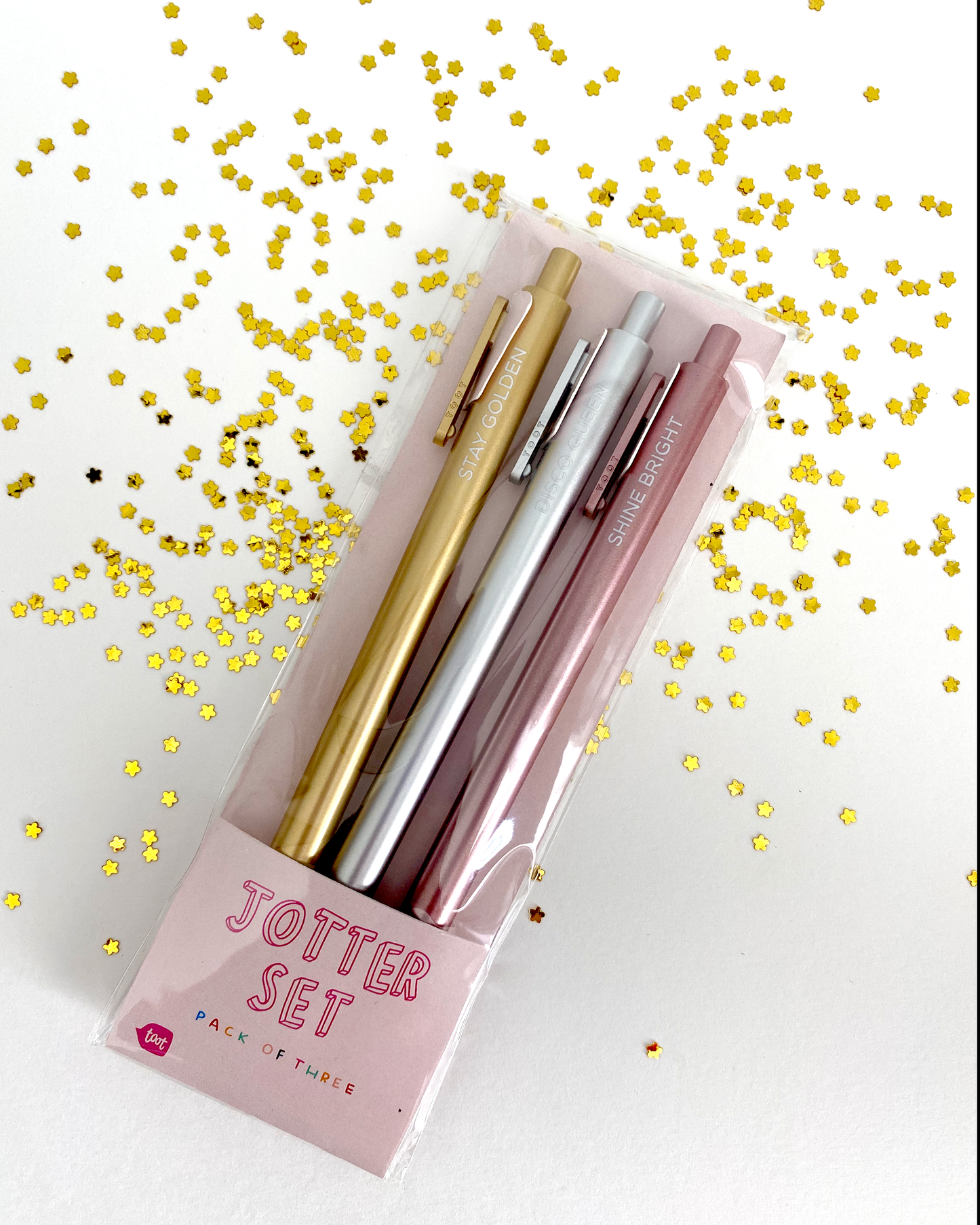Metallic pen jotter set from talking out of turn. Stay Golden Pen set.