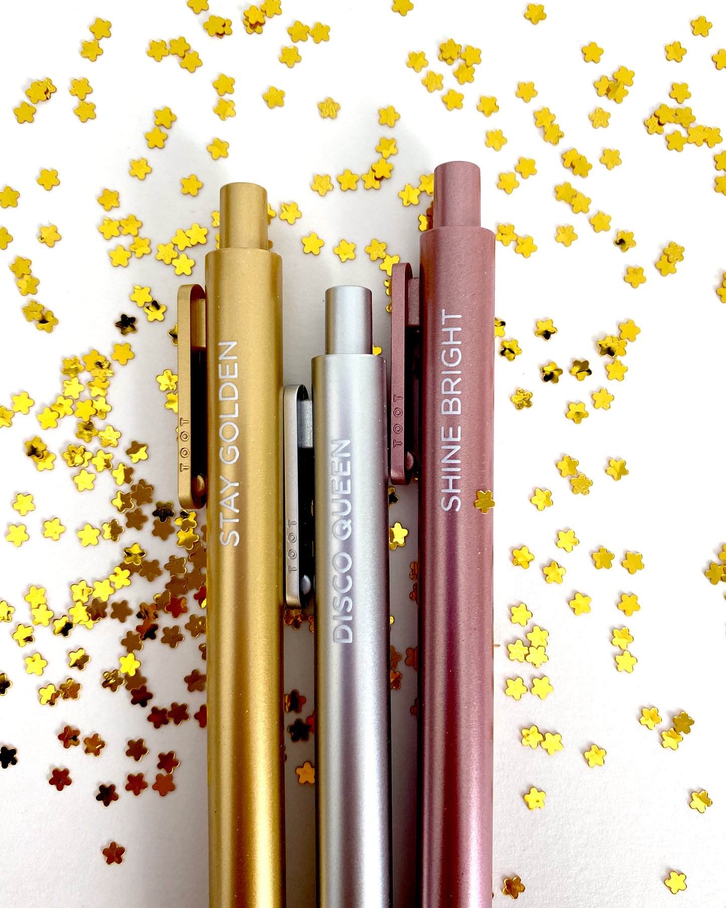 Metallic pen jotter set from talking out of turn. Stay Golden Pen set.