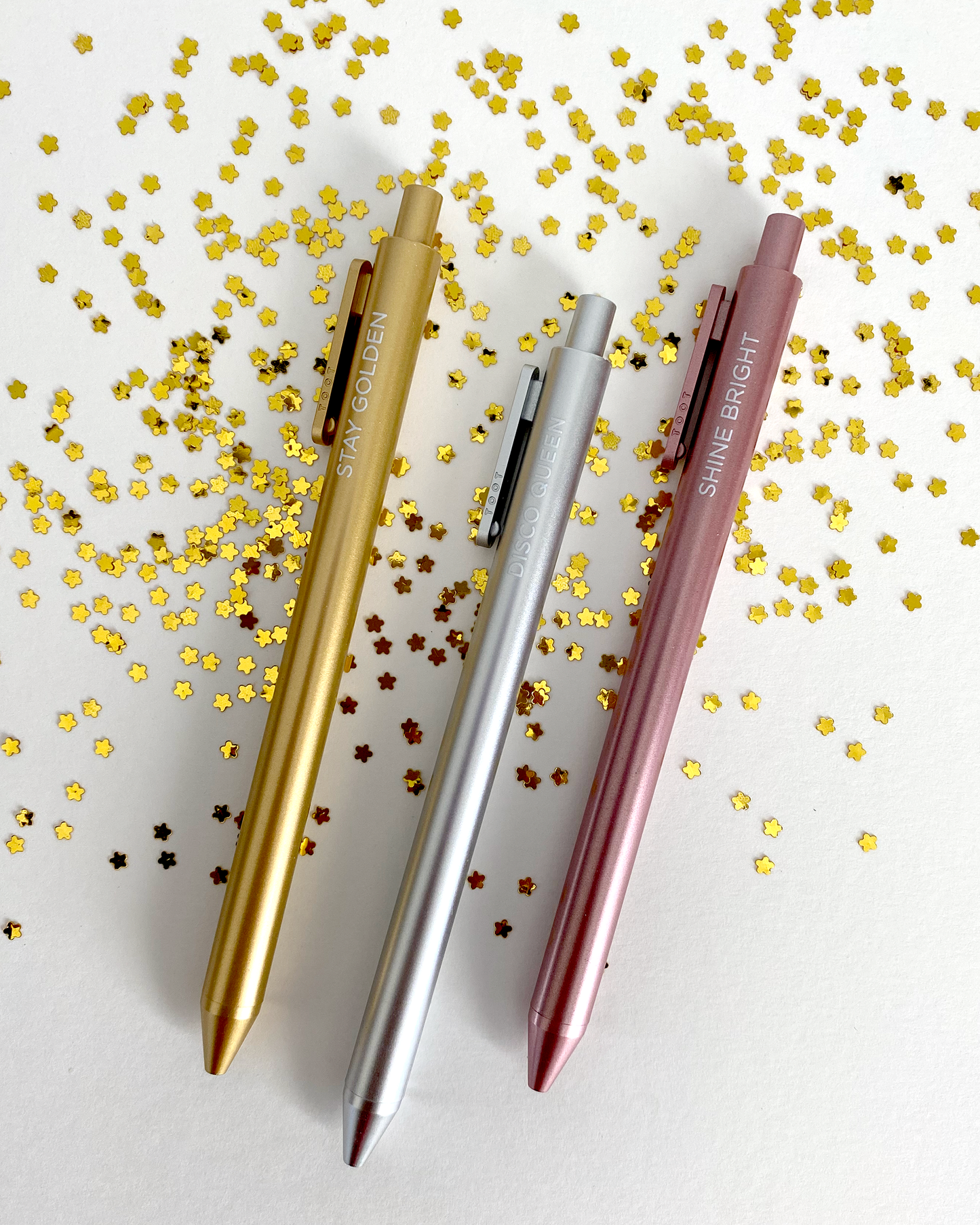 Metallic pen jotter set from talking out of turn. Stay Golden Pen set.
