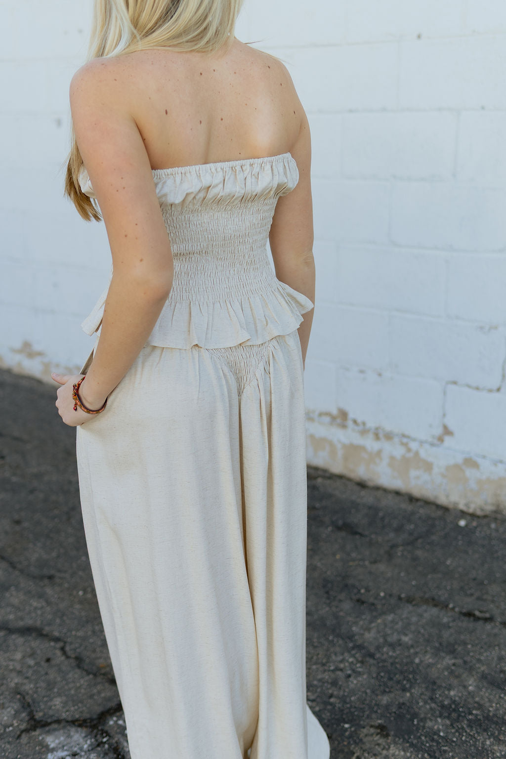 Beige Summer Set with tube top and harem pants