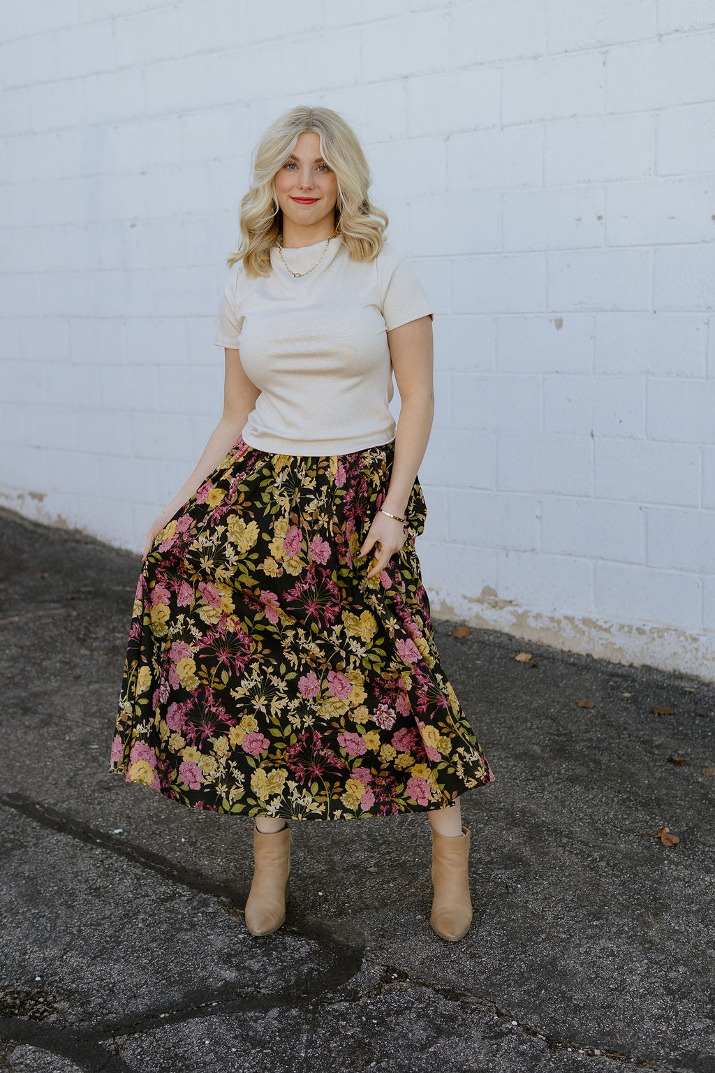 black floral skirt