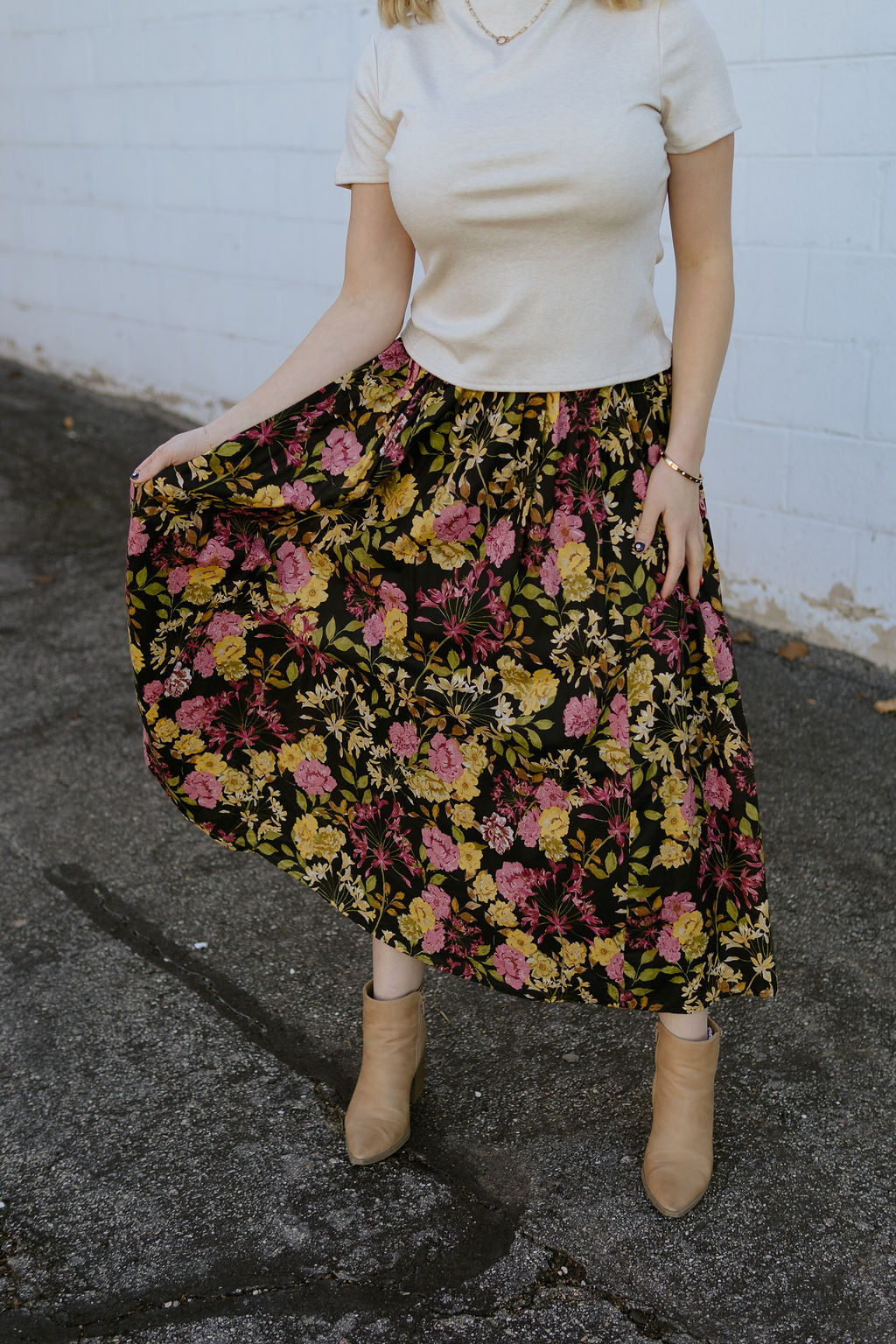 black floral skirt