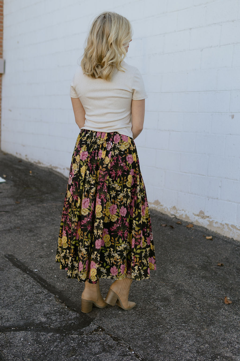 black floral skirt