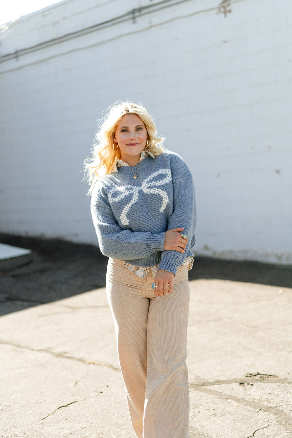 Blue bow sweater