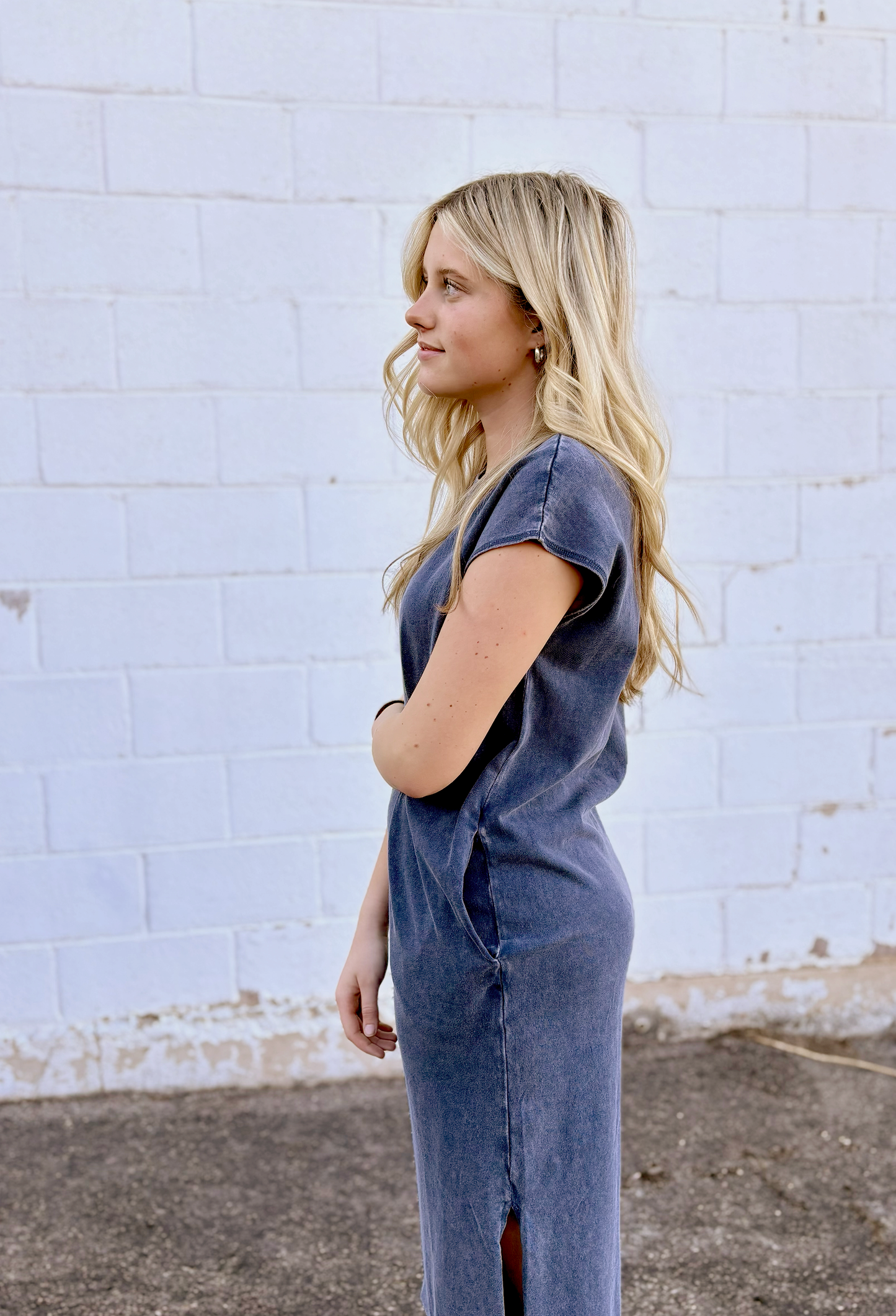 Denim blue shirt dress