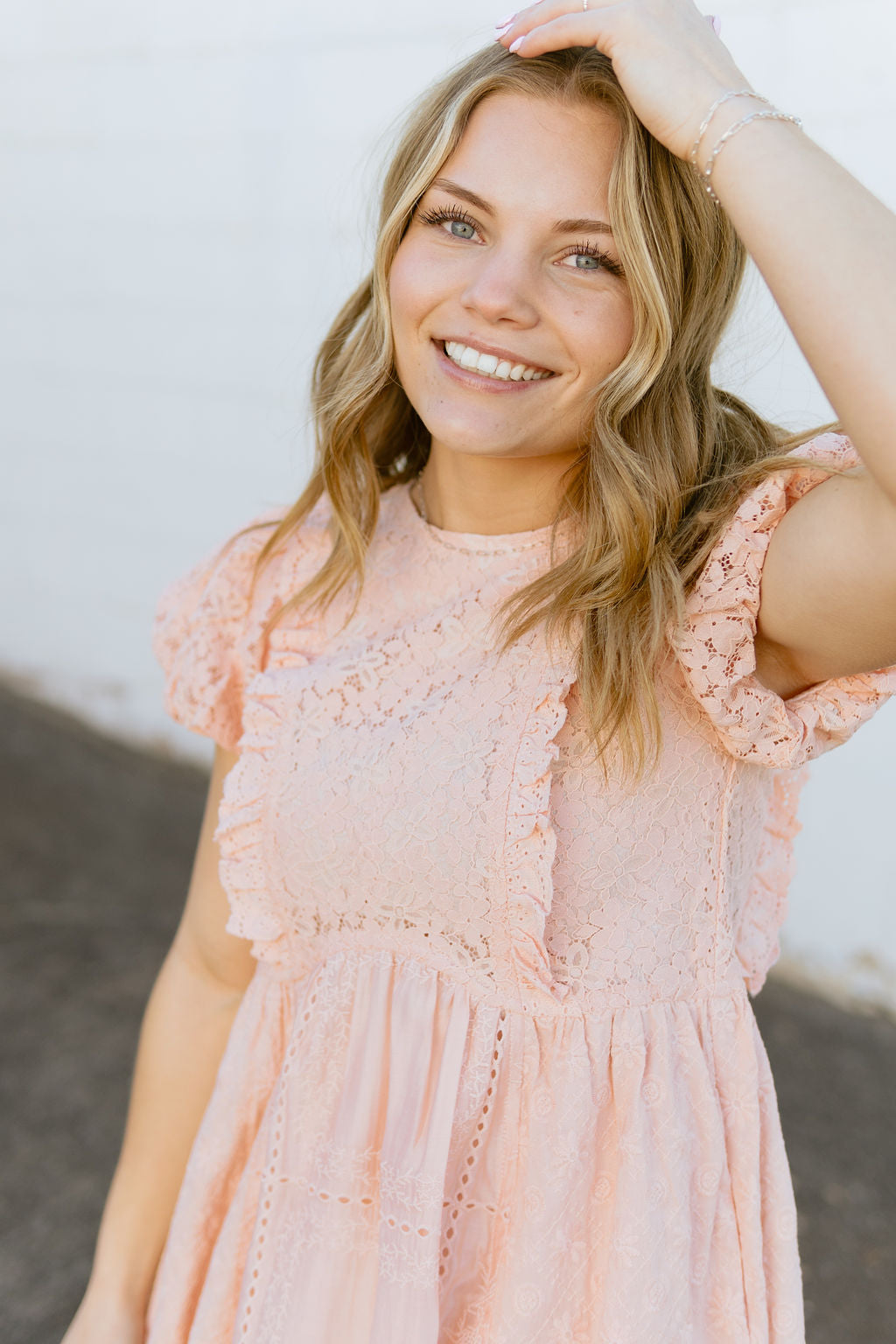 Blush Lace mini dress with lace details