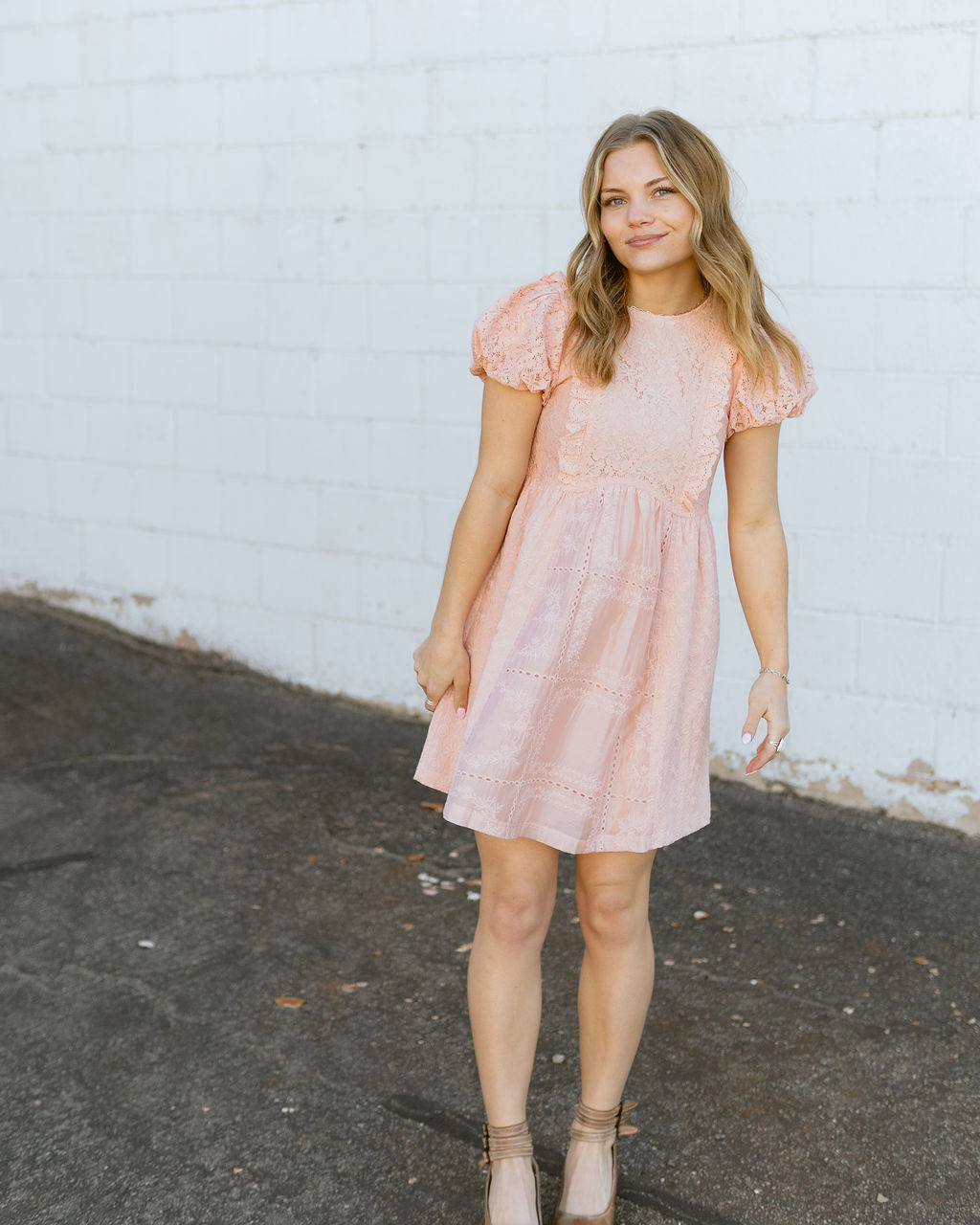 Blush Lace mini dress with lace details