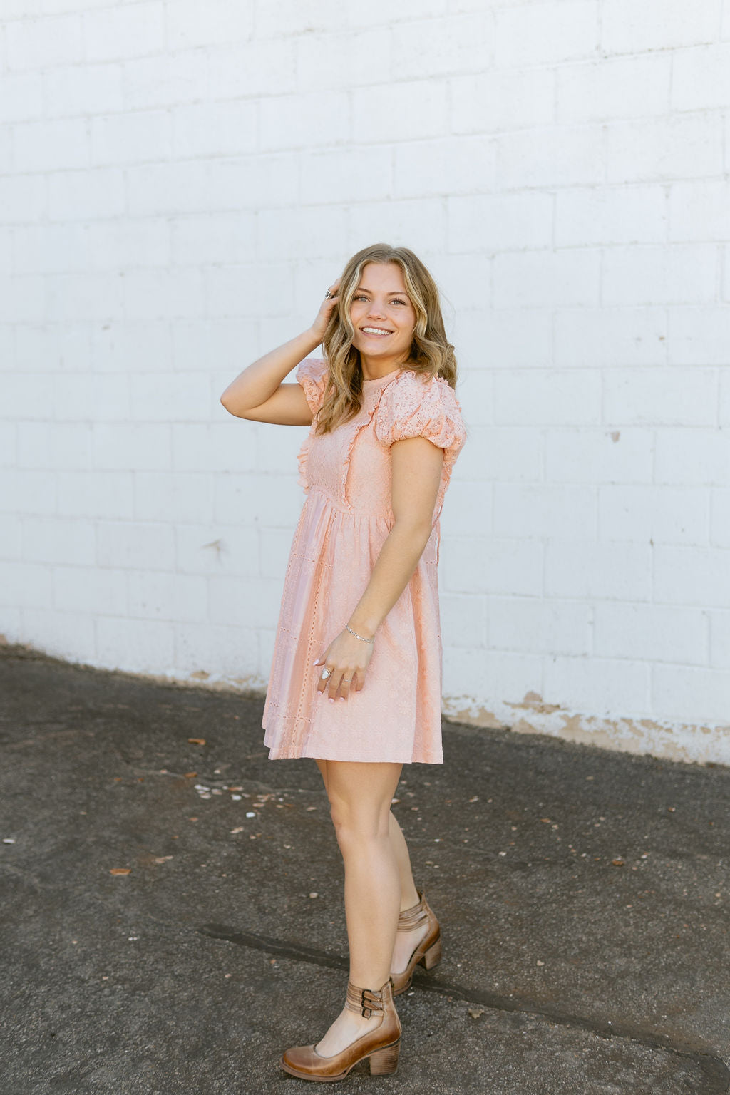 Blush Lace mini dress with lace details