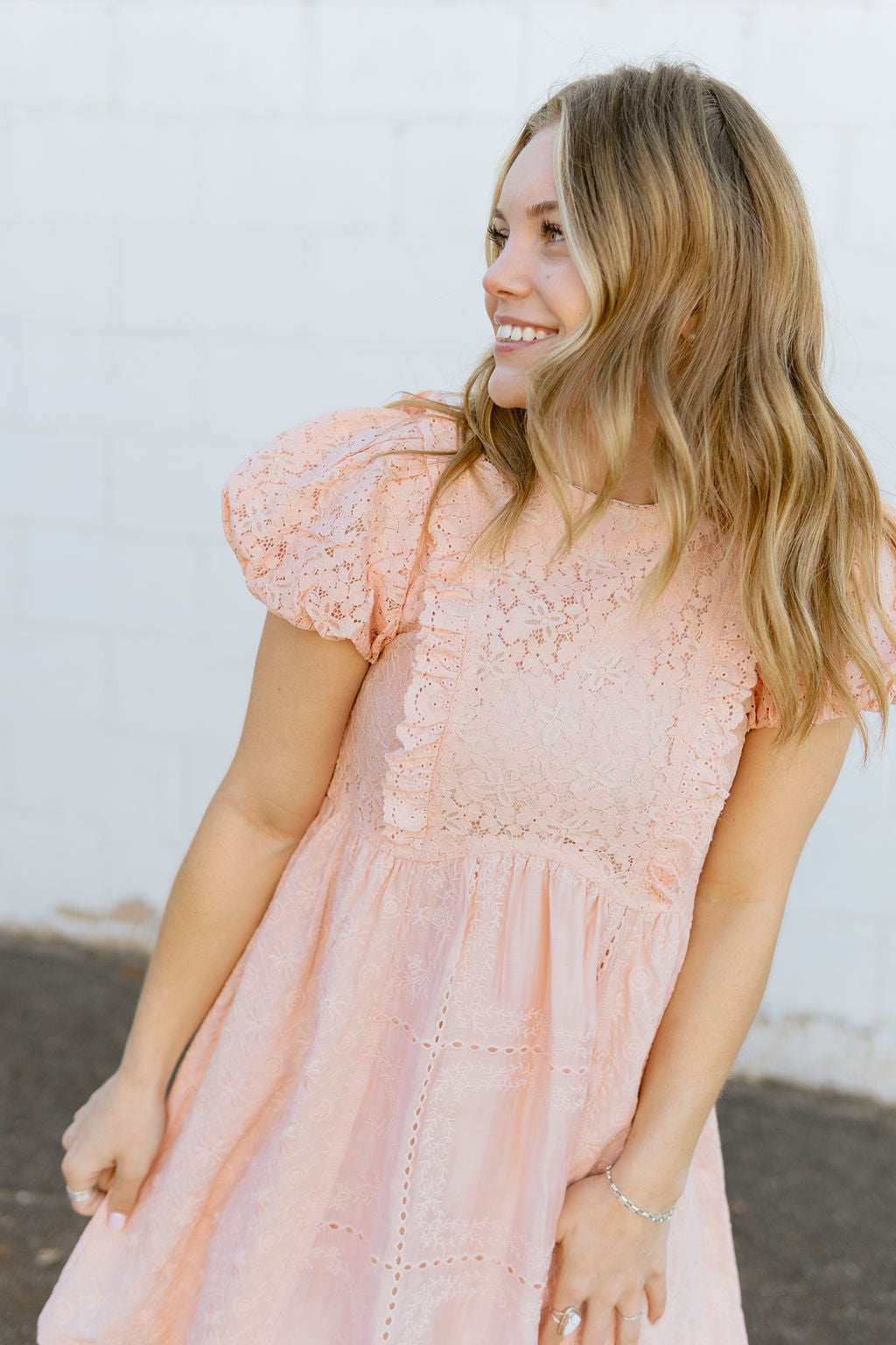 Blush Lace mini dress with lace details