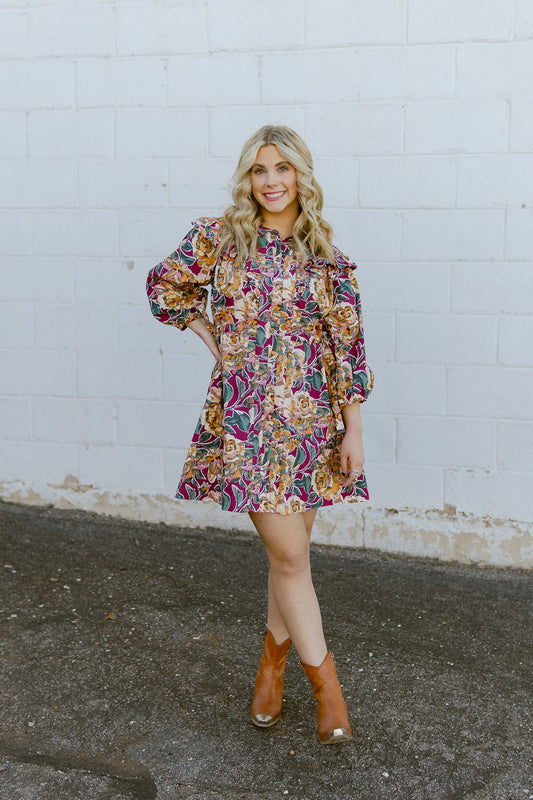 Bright floral dress with side bows