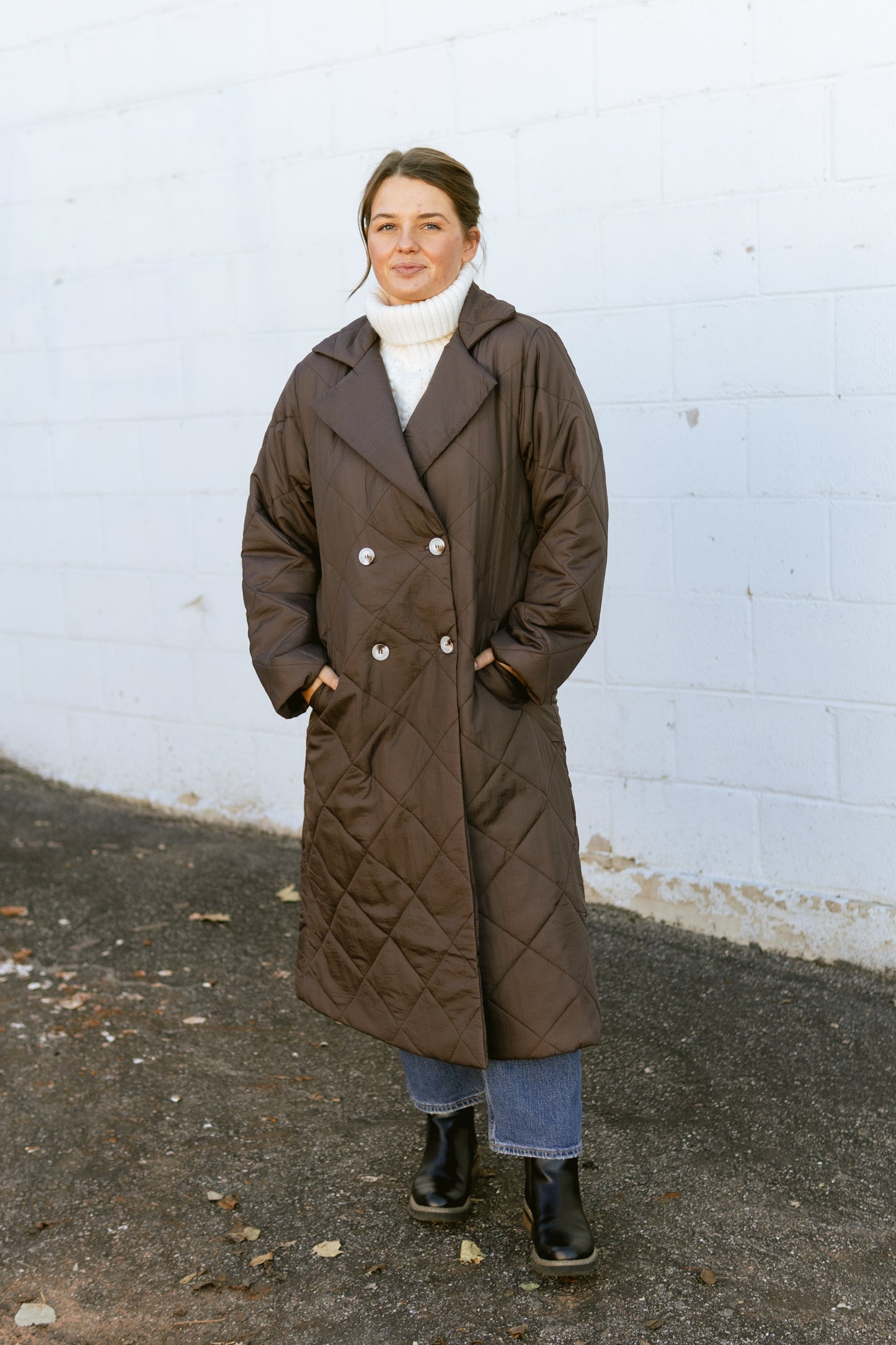 Brown Quilted Trench Coat