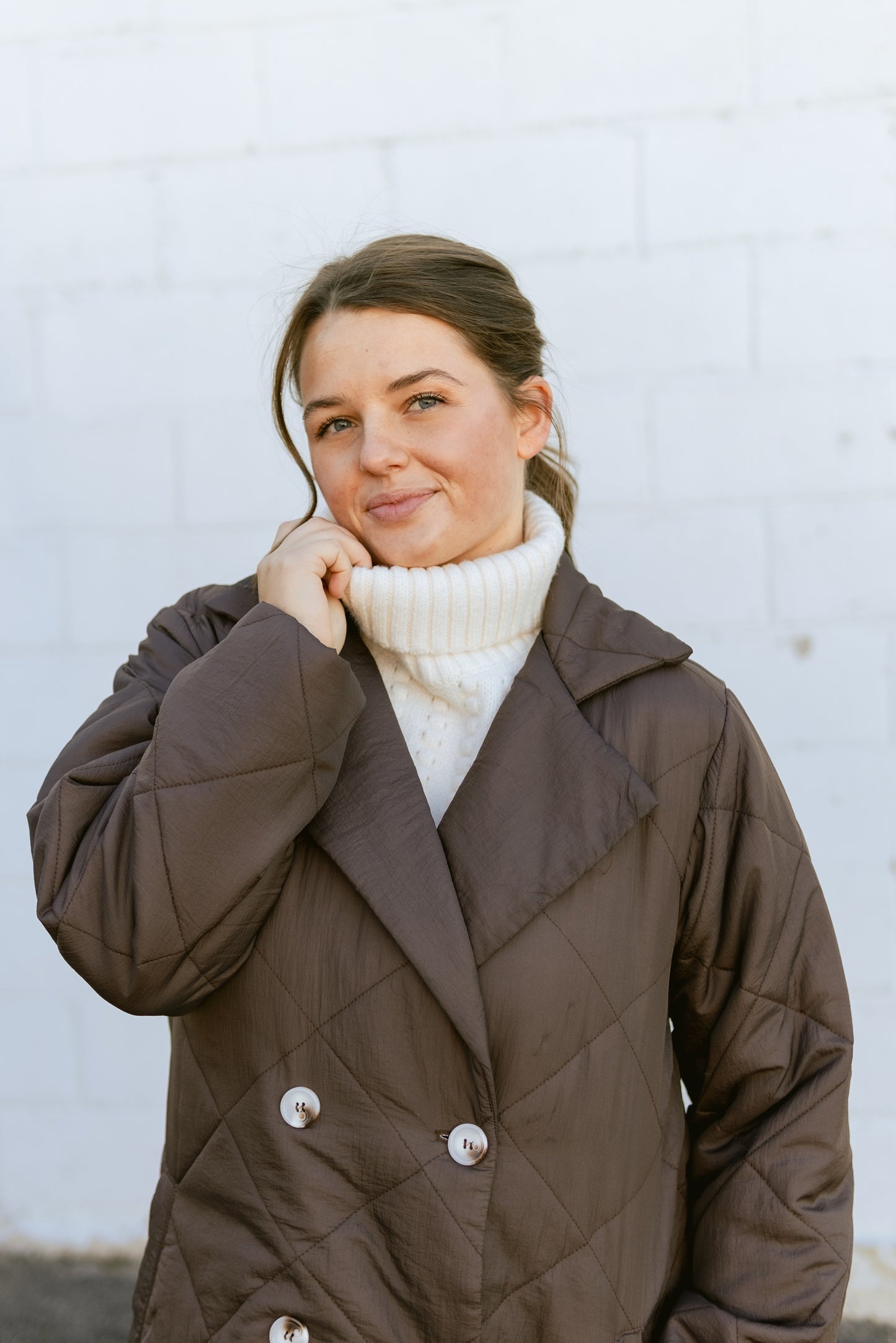 Brown Quilted Trench Coat