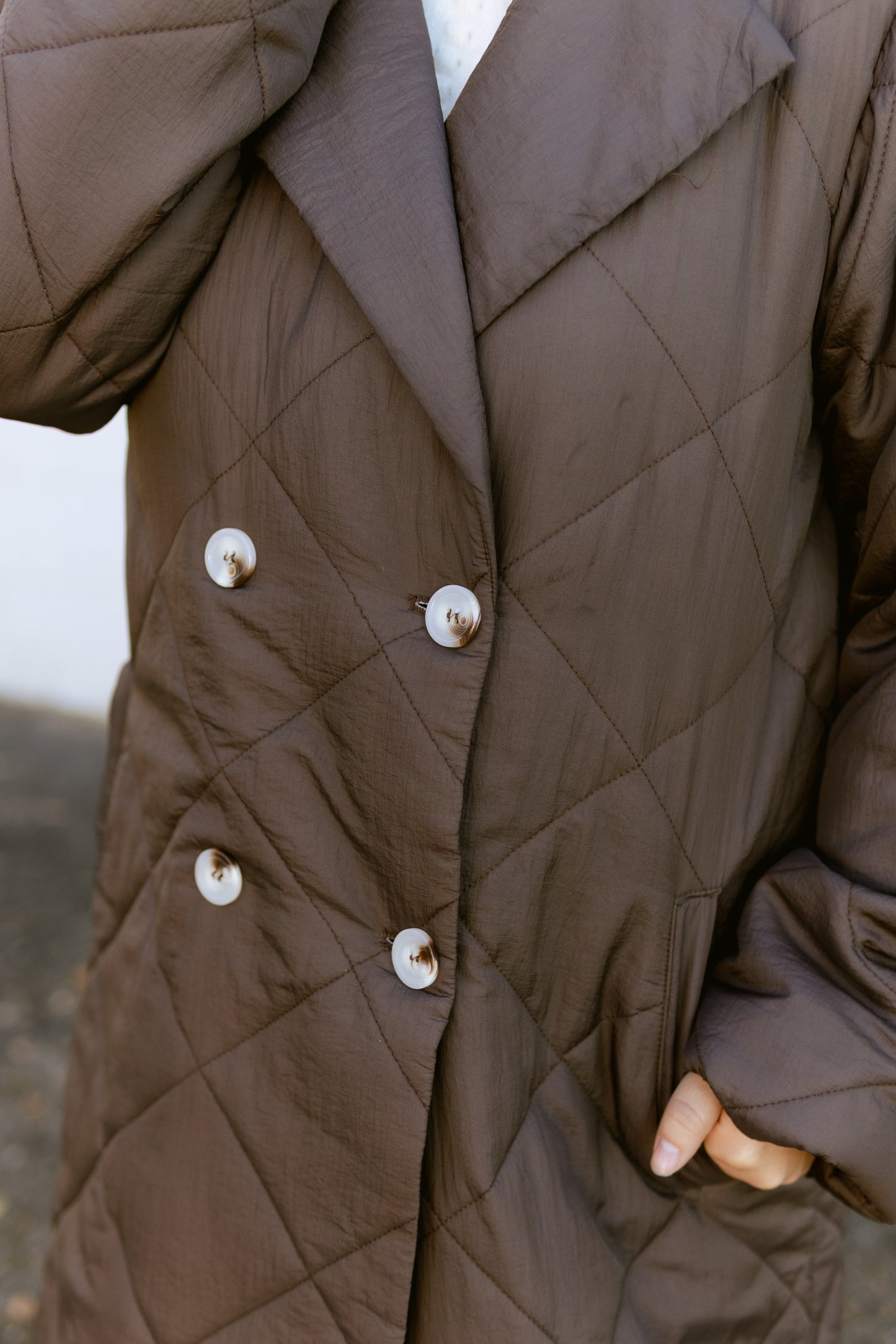 Brown Quilted Trench Coat