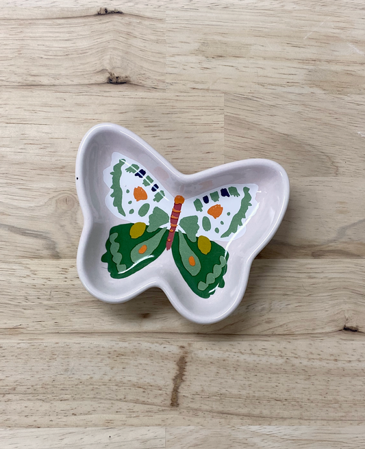 Green butterfly trinket dish