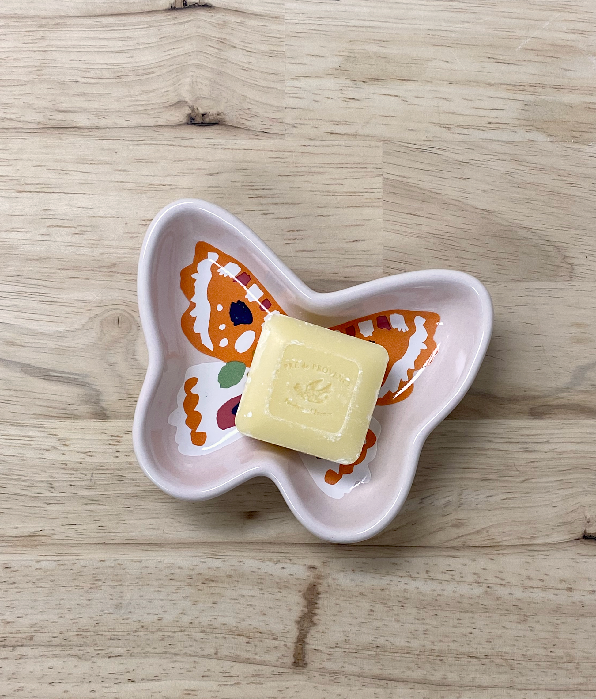 butterfly trinket dish with orange highlights