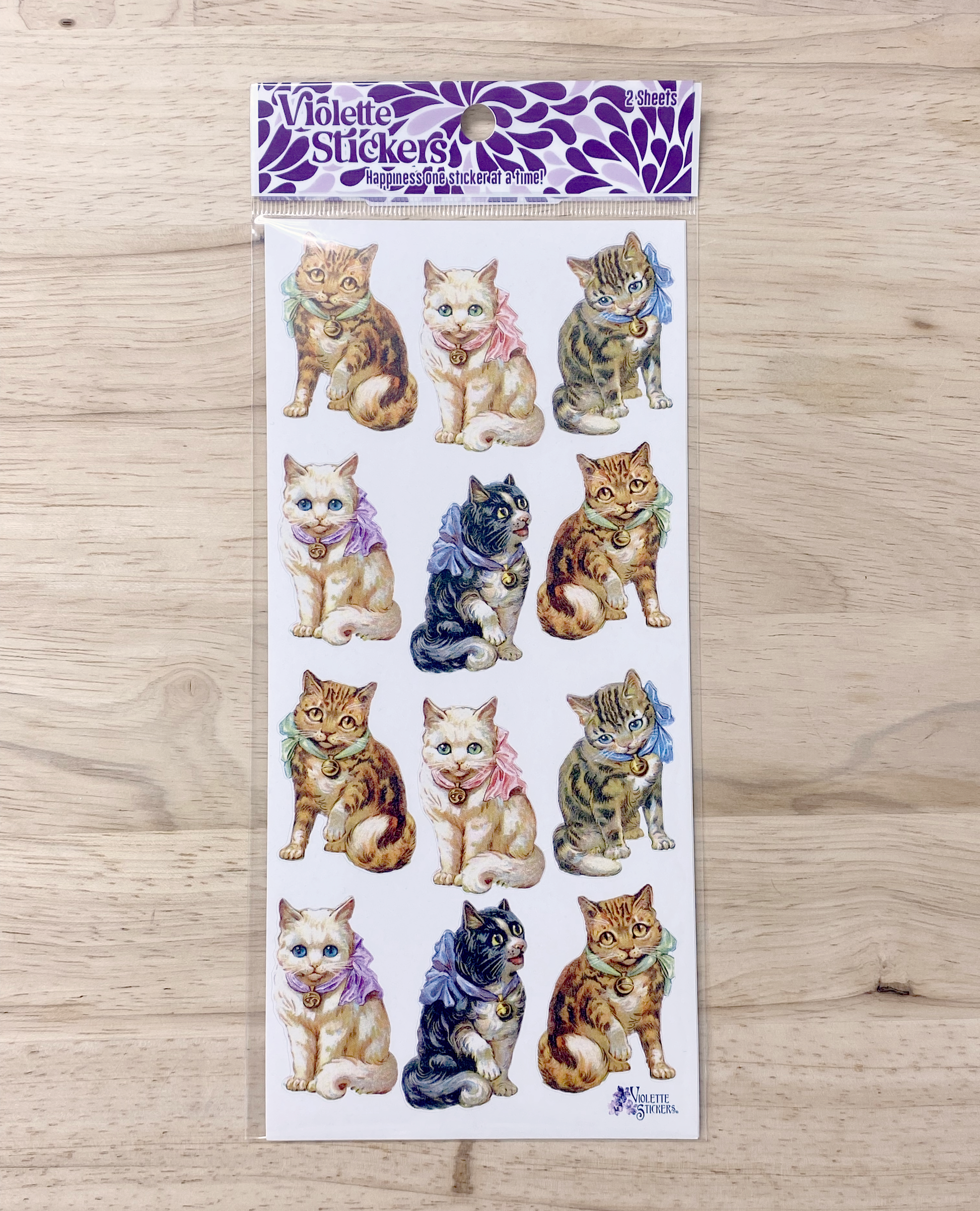 Vintage cat illustration stickers