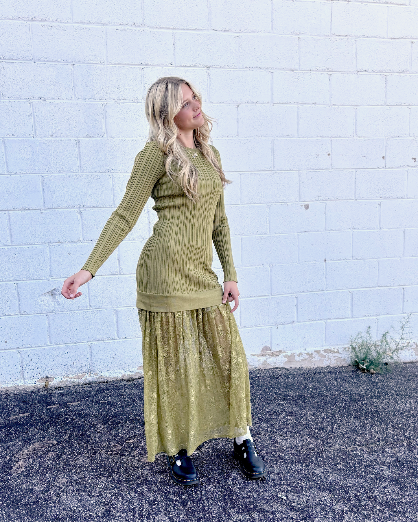 chartreuse Drop Waist Dress