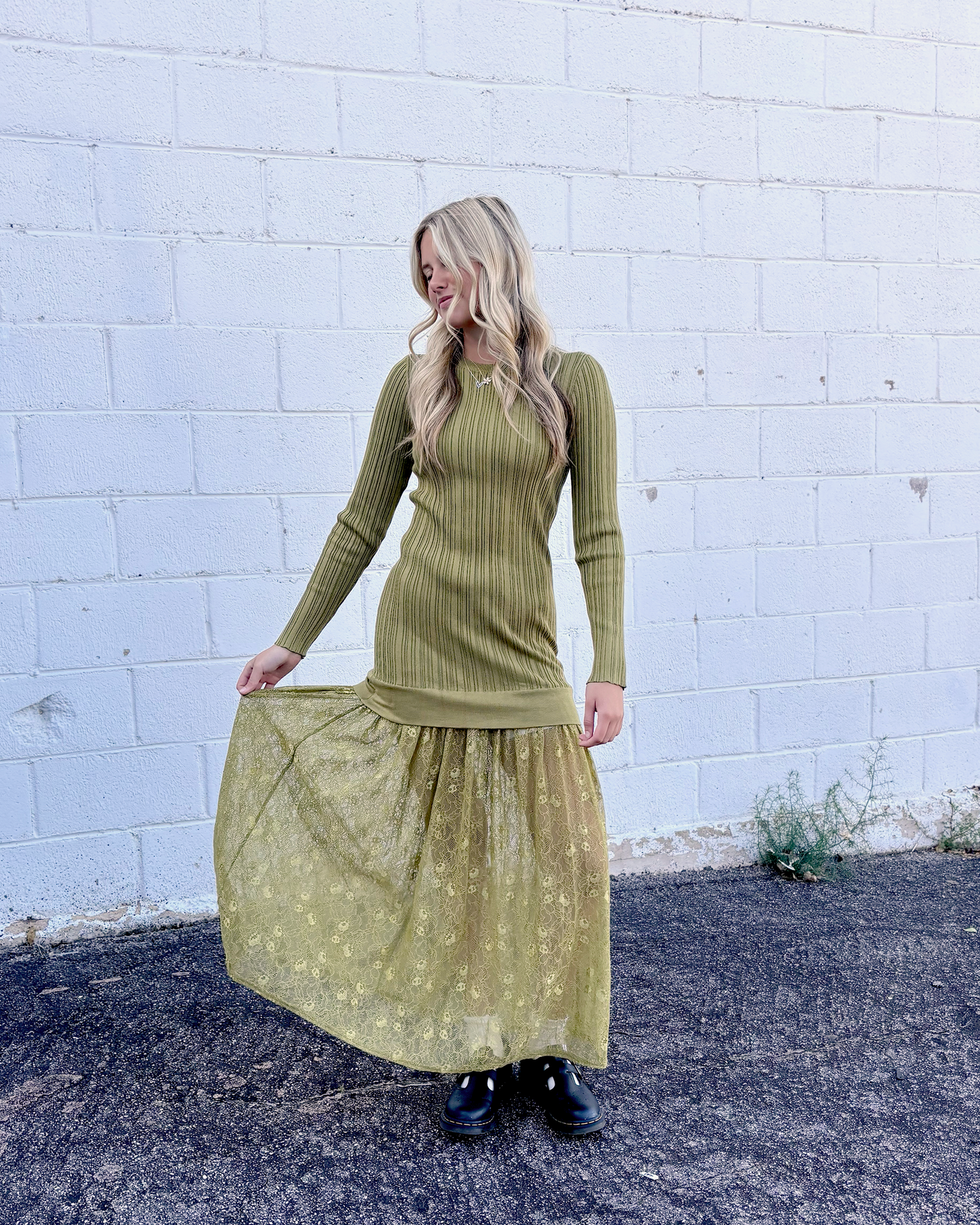 chartreuse Drop Waist Dress