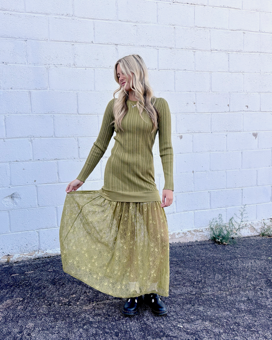 chartreuse Drop Waist Dress