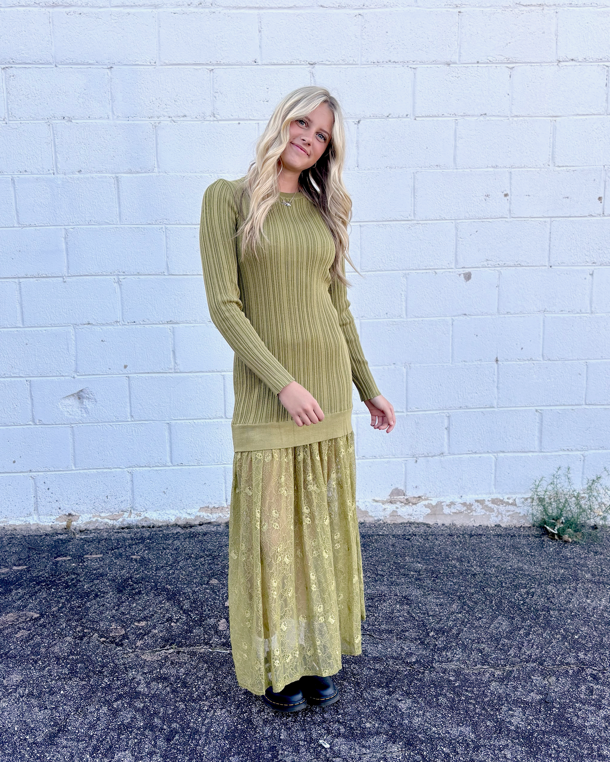 chartreuse Drop Waist Dress