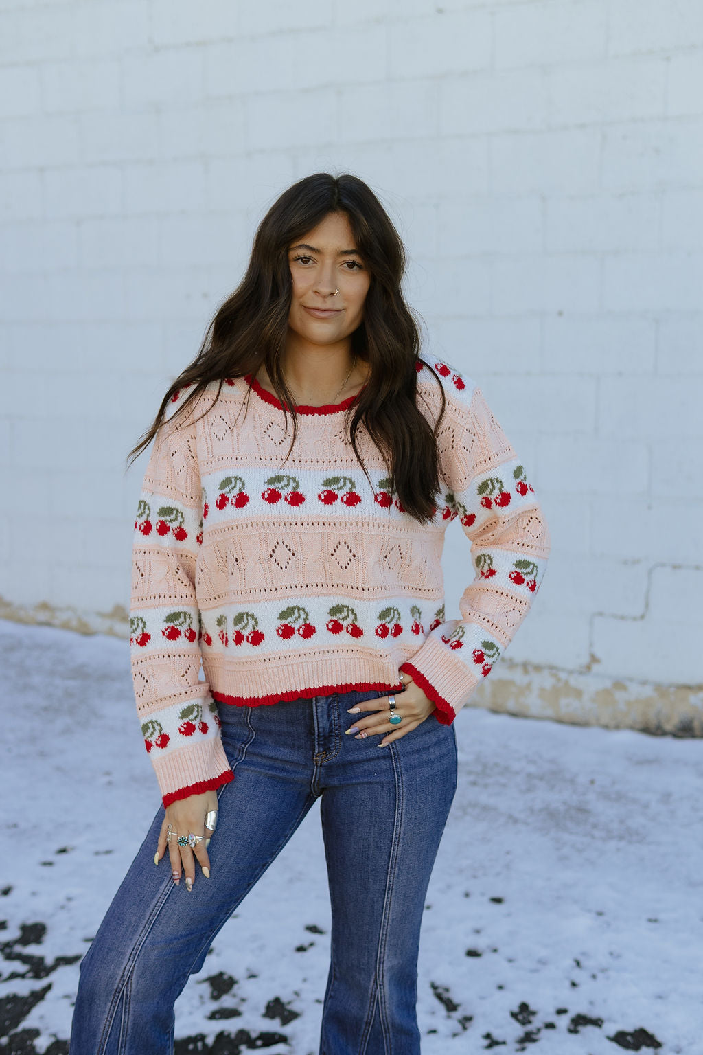 cute knit sweater with cherries