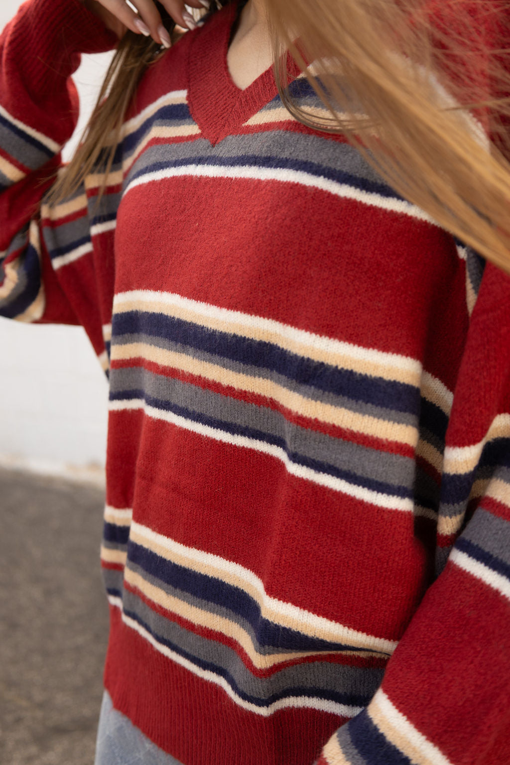 Oversize Red Stripe Sweater