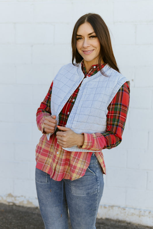 quilted denim vest