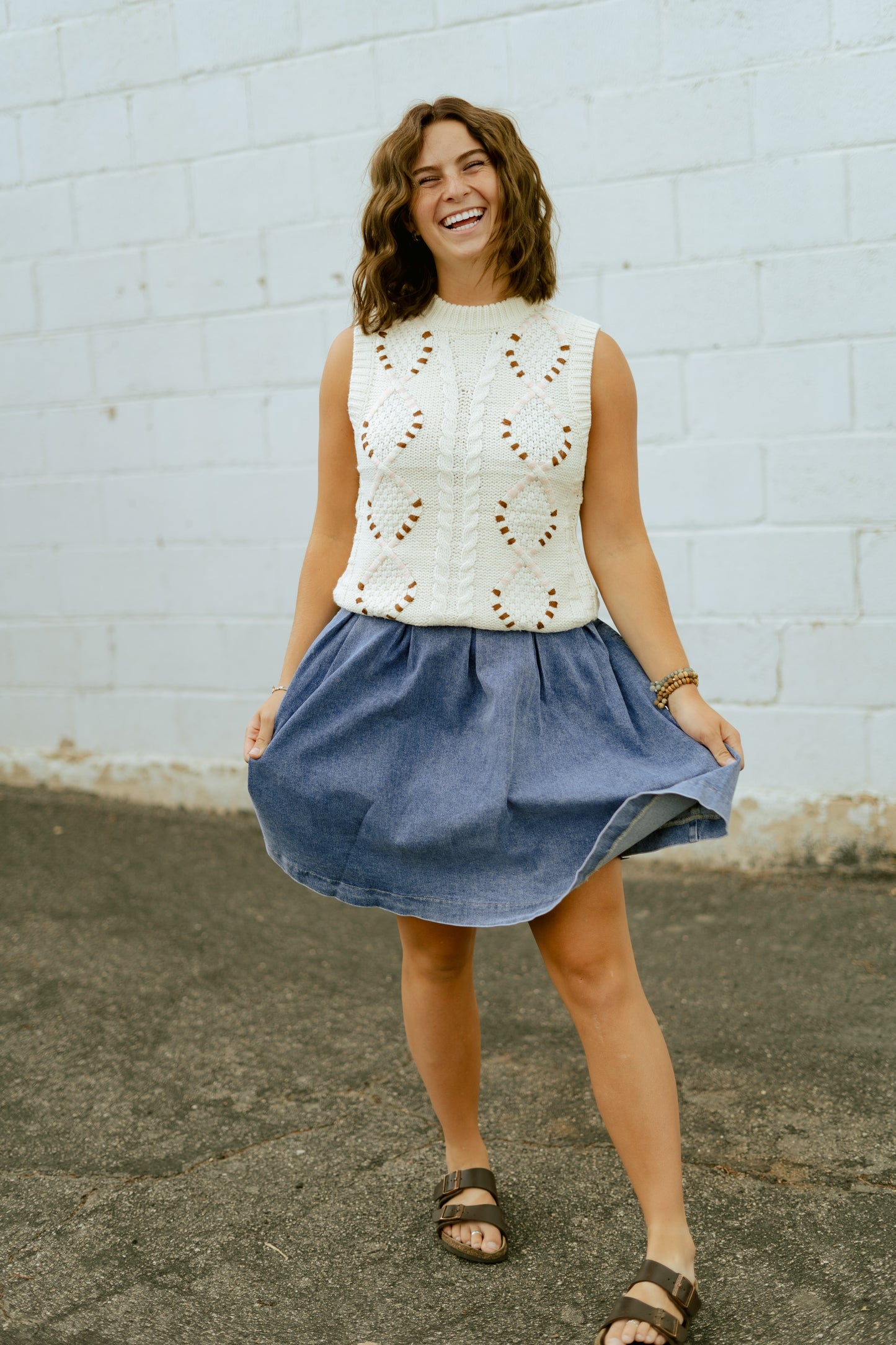 Denim Pleated Skirt